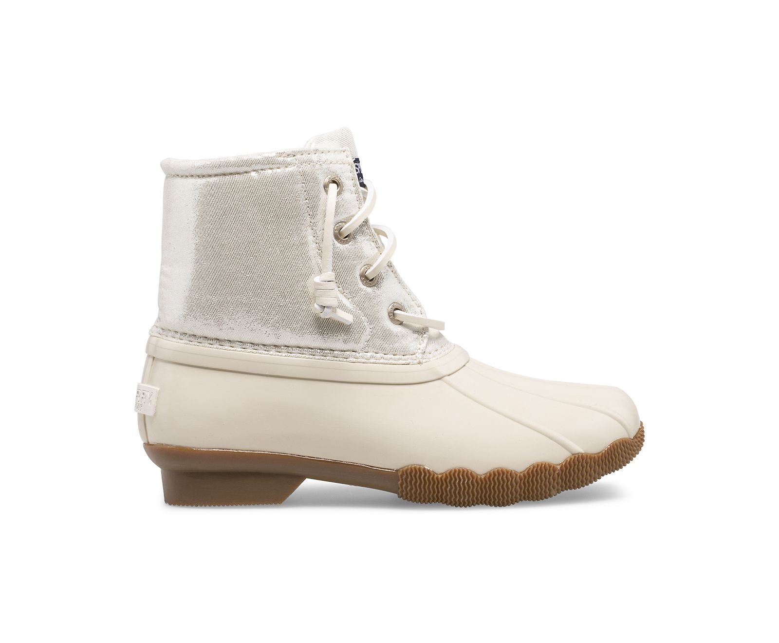 Big Kid's Saltwater Metallic Duck Boot - Ivory - Click Image to Close