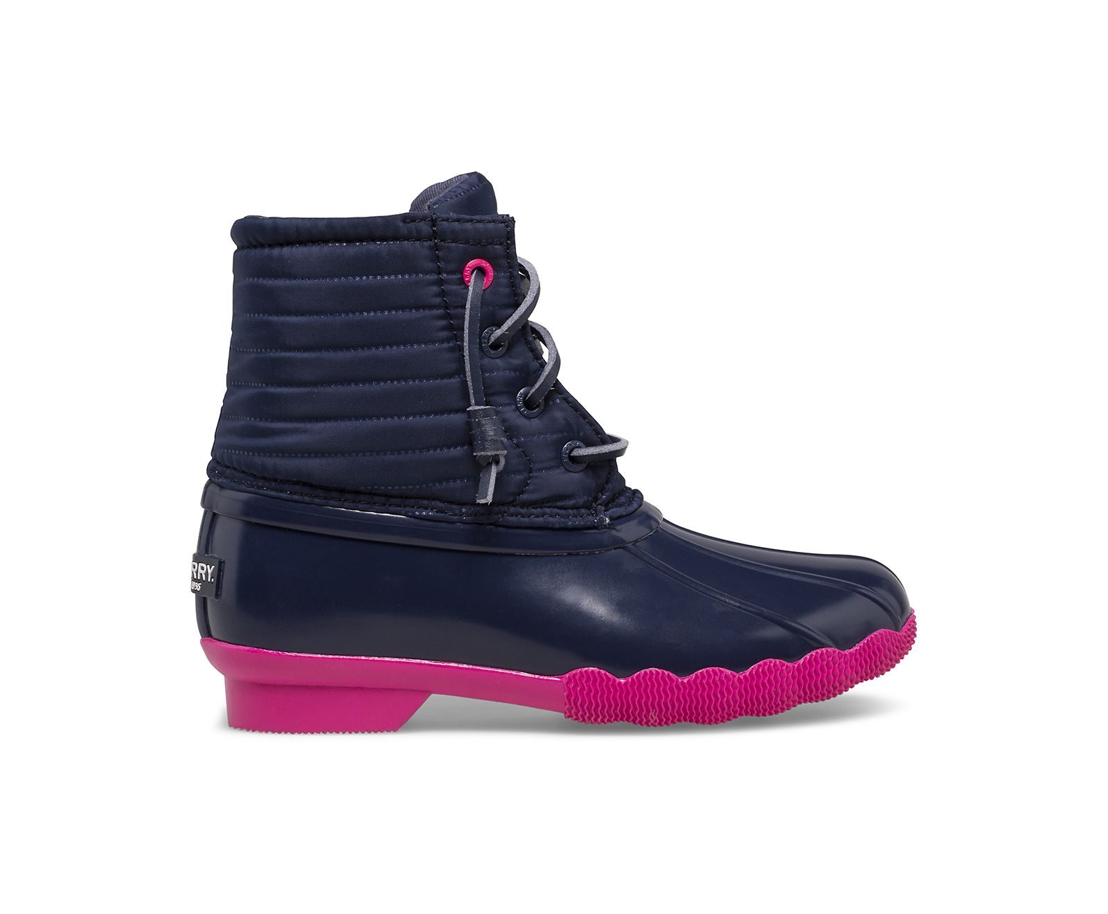 Big Kid's Saltwater Duck Boot - Navy/Pink - Click Image to Close