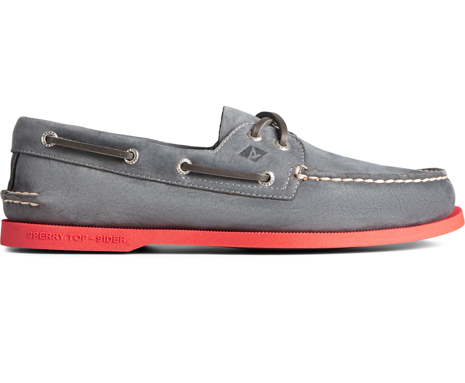 Men's Authentic Original 2-Eye Color Sole Boat Shoe - Grey/Red