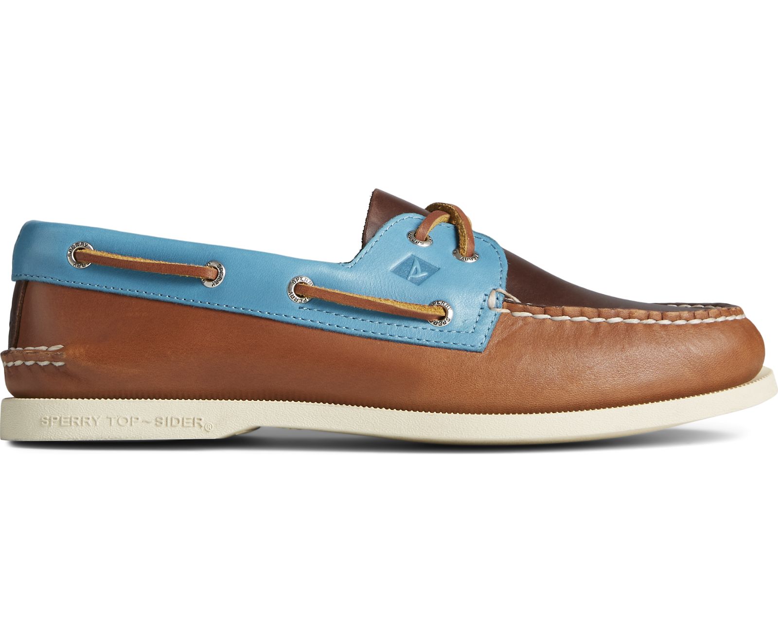 Men's Authentic Original 2-Eye Tri-Tone Boat Shoe - Tan Multi - Click Image to Close