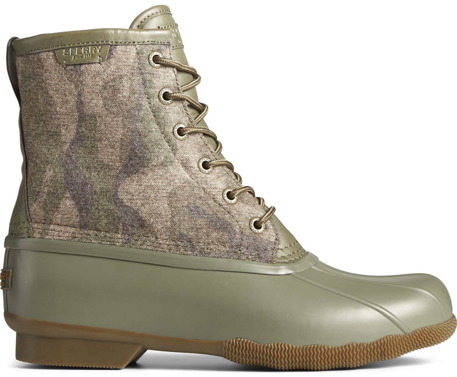 Men's Saltwater Camo Duck Boot - Olive Camo - Click Image to Close