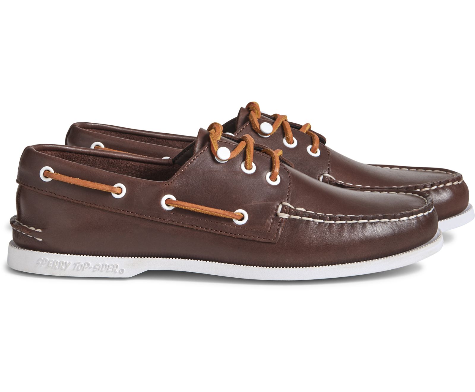 Men's Cloud Authentic Original 3-Eye Leather Boat Shoe - Classic Brown - Click Image to Close