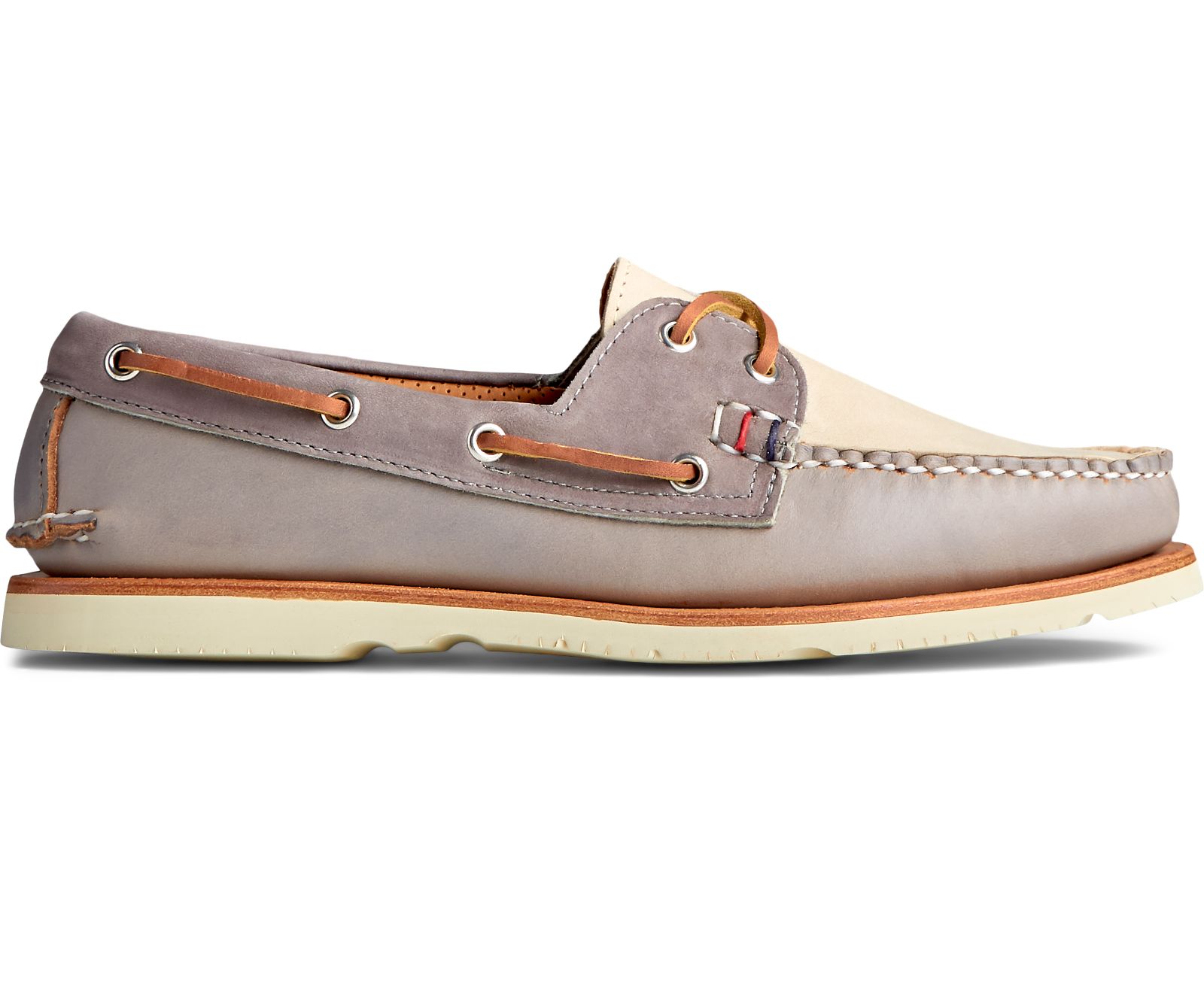 Men's Gold Cup Handcrafted in Maine Boat Shoe - Grey Tri-Tone - Click Image to Close