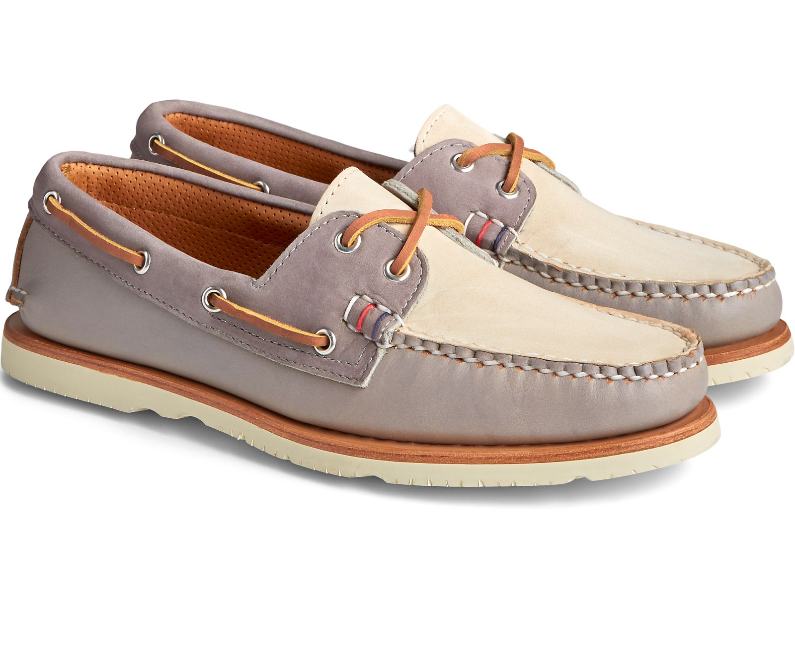 Men's Gold Cup Handcrafted in Maine Boat Shoe - Grey Tri-Tone