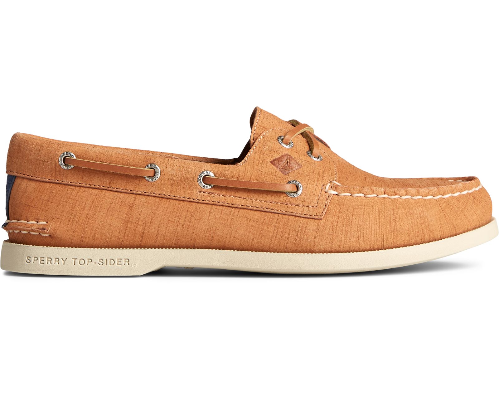 Men's Authentic Original 2-Eye PLUSHWAVE Checkmate Boat Shoe - Tan - Click Image to Close