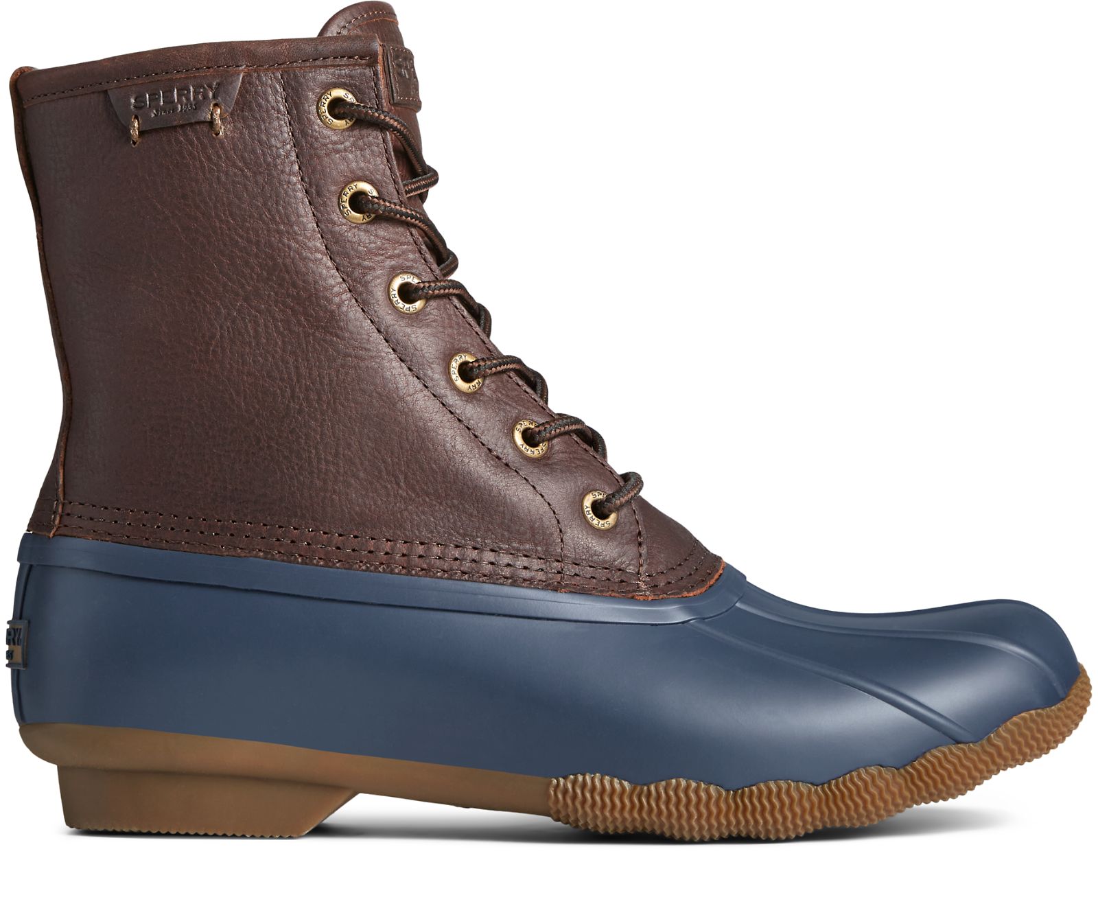 Men's Saltwater Duck Boot - Brown/Navy - Click Image to Close