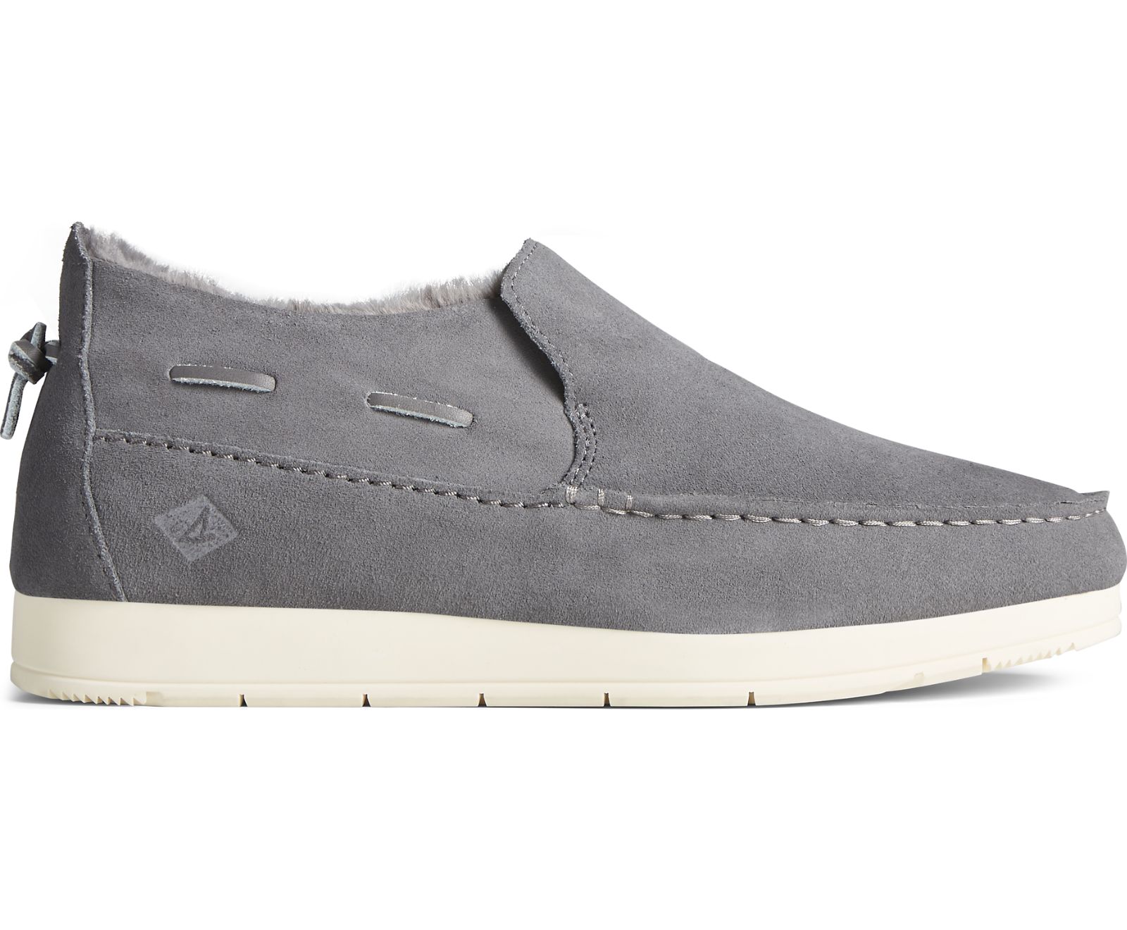 Men's Moc-Sider Suede Slip On - Grey - Click Image to Close