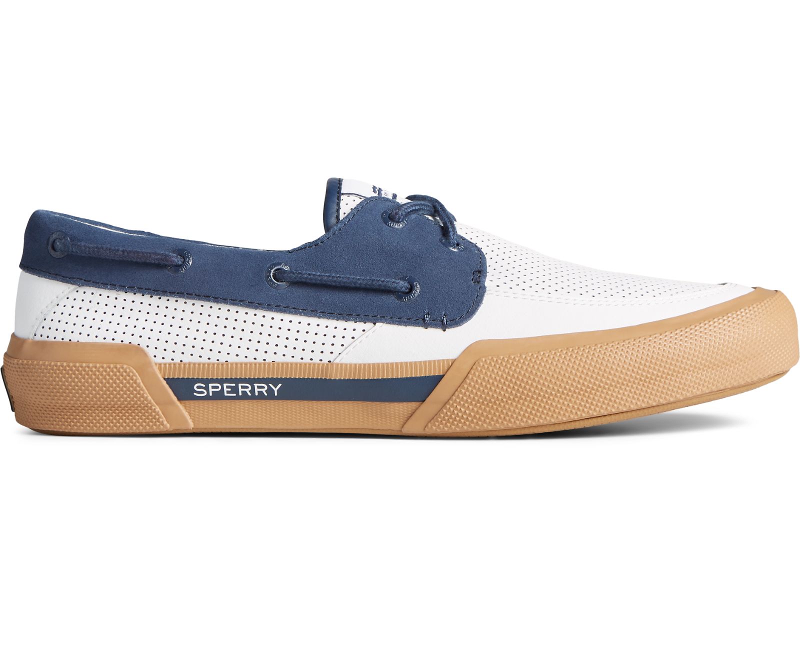 Men's Soletide 2-Eye Sneaker - White/Navy - Click Image to Close