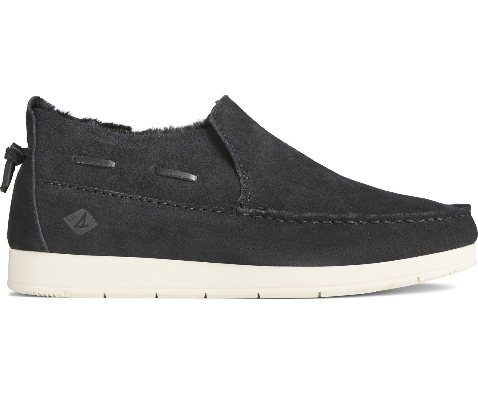 Men's Moc-Sider Suede Slip On - Black - Click Image to Close