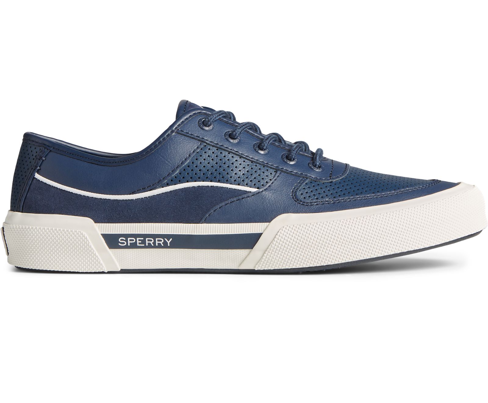 Men's Soletide Retro Sneaker - Navy/White - Click Image to Close