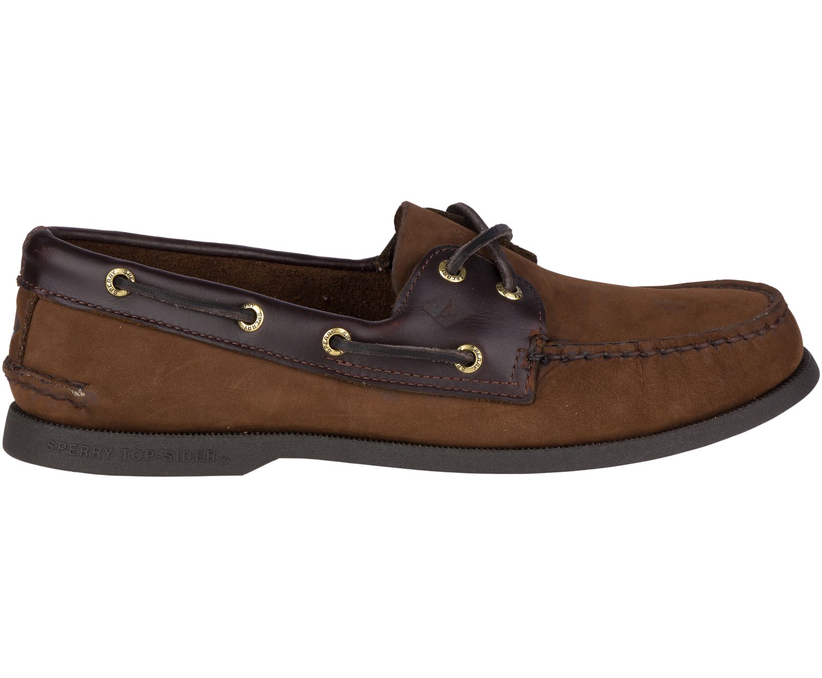 Men's Authentic Original Leather Boat Shoe - Brown Buck - Click Image to Close