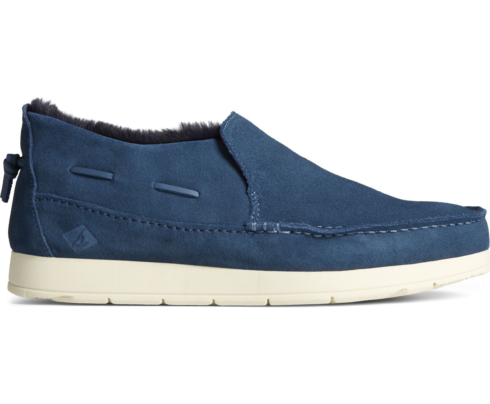 Men's Moc-Sider Suede Slip On - Navy - Click Image to Close