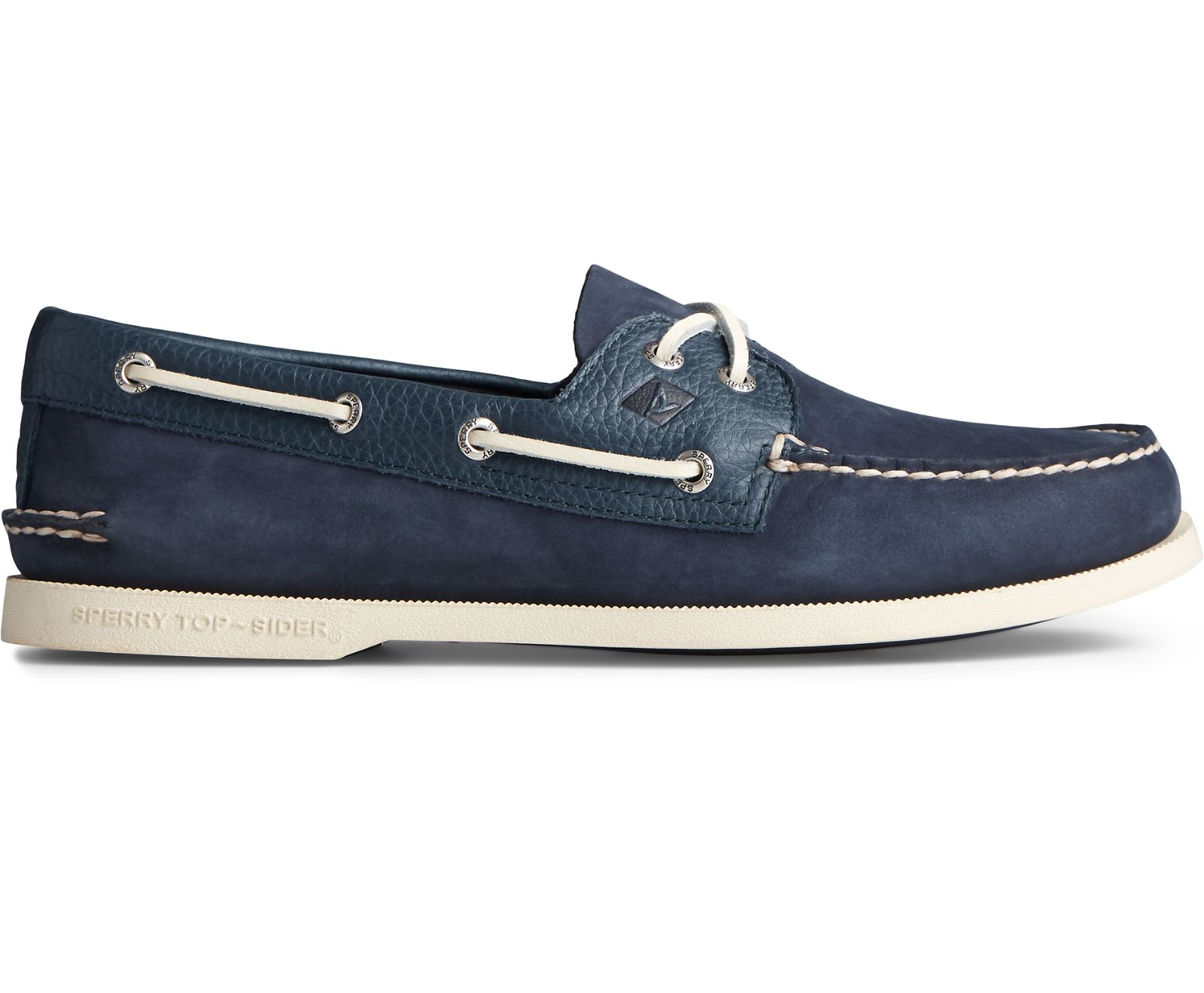 Men's Authentic Original 2-Eye Tumbled Leather Nubuck Boat Shoe - Navy