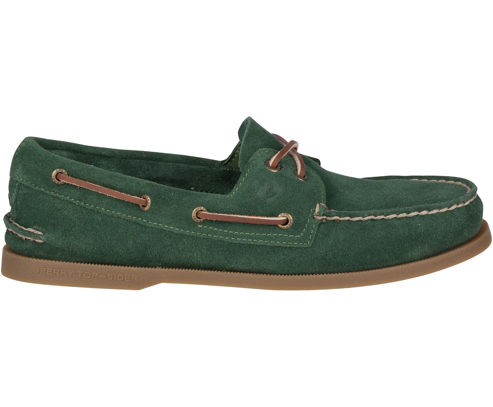 Men's Authentic Original Suede Boat Shoe - Olive - Click Image to Close