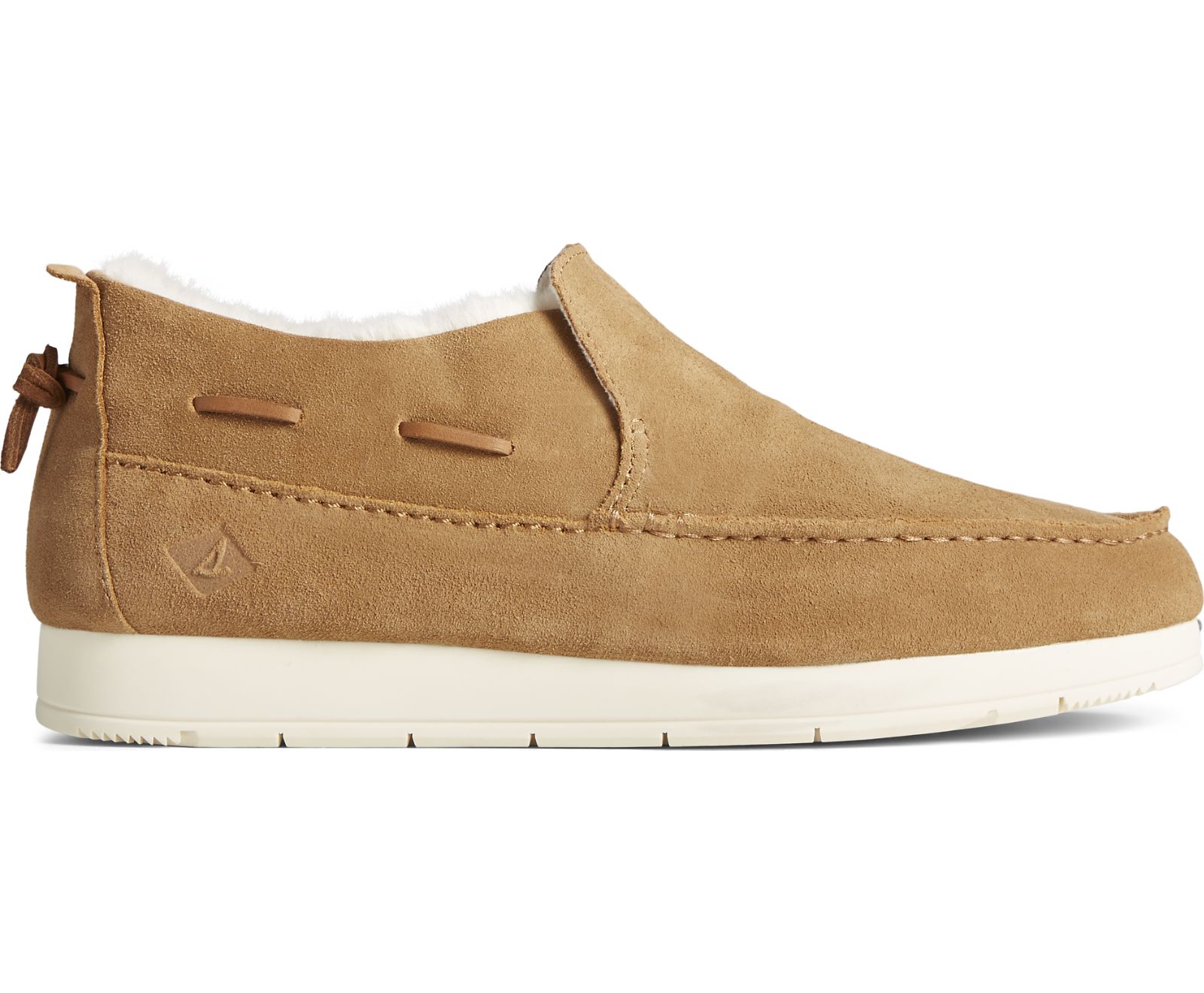 Men's Moc-Sider Suede Slip On - Tan - Click Image to Close