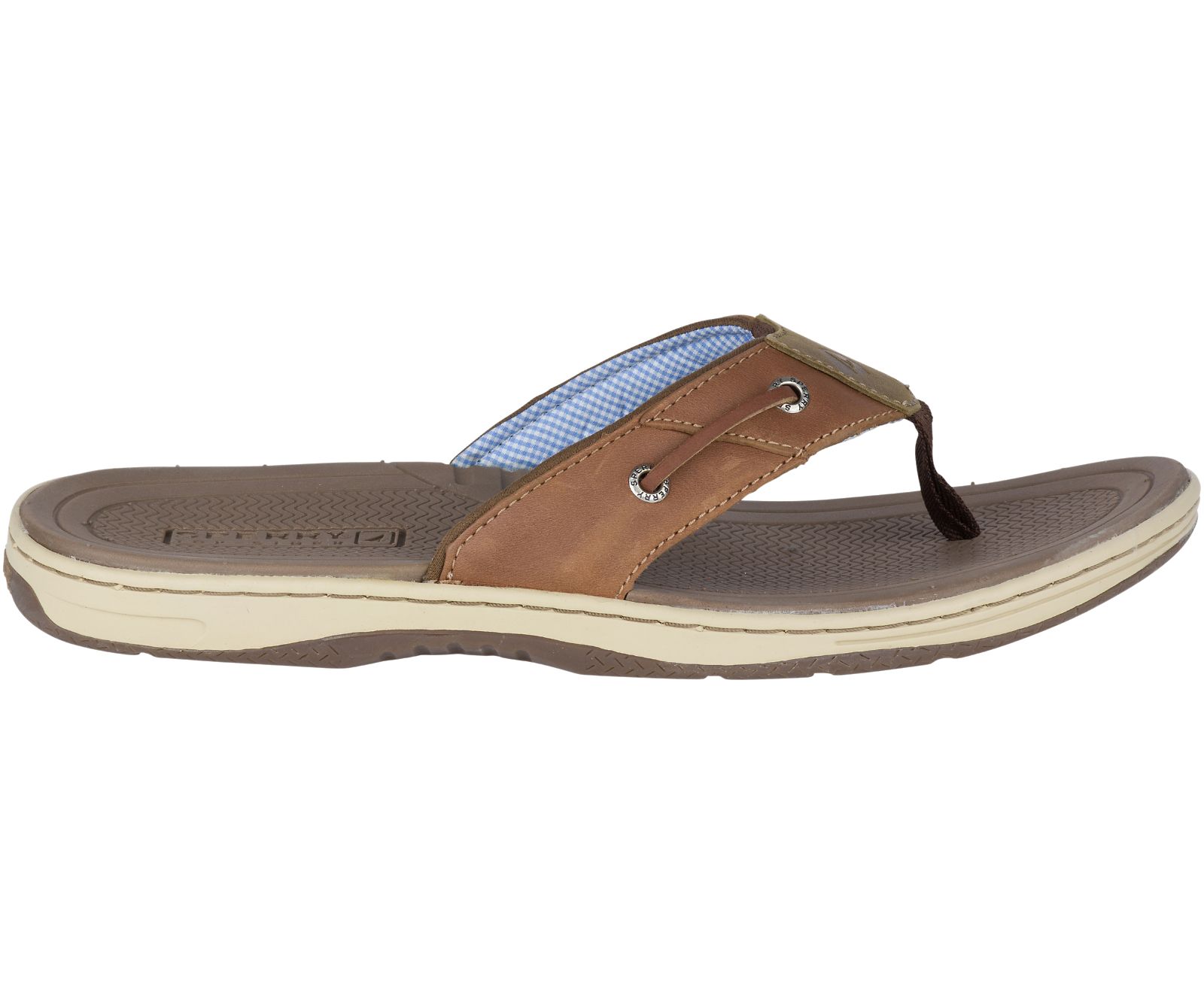 Men's Baitfish Flip-Flops - Tan Leather - Click Image to Close