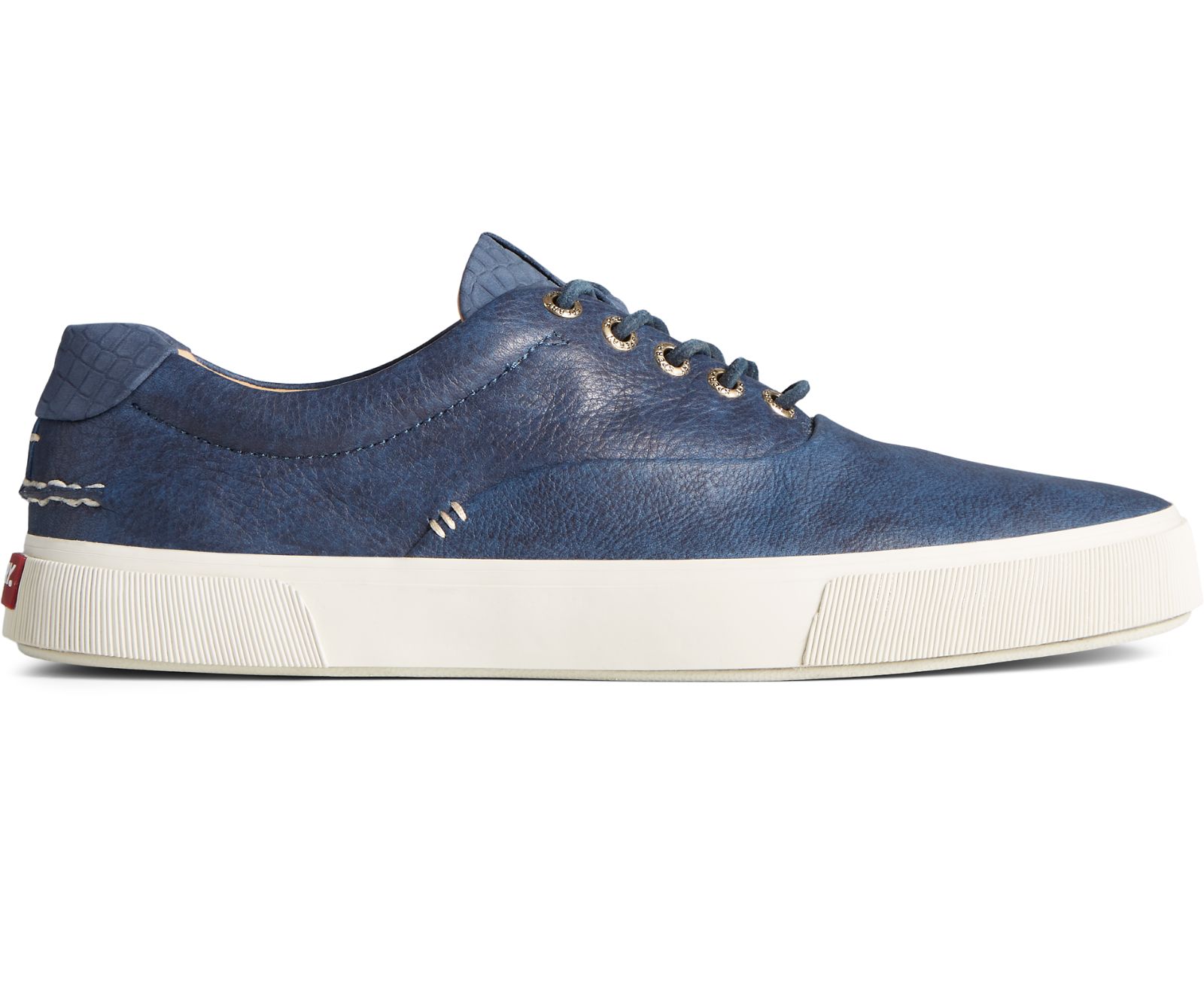 Men's Gold Cup Striper PLUSHWAVE CVO Croc Leather Sneaker - Navy - Click Image to Close