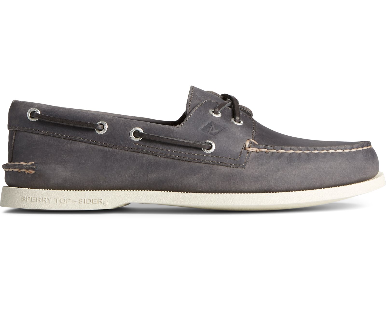 Men's Authentic Original 2-Eye Cross Lace Boat Shoe - Grey - Click Image to Close