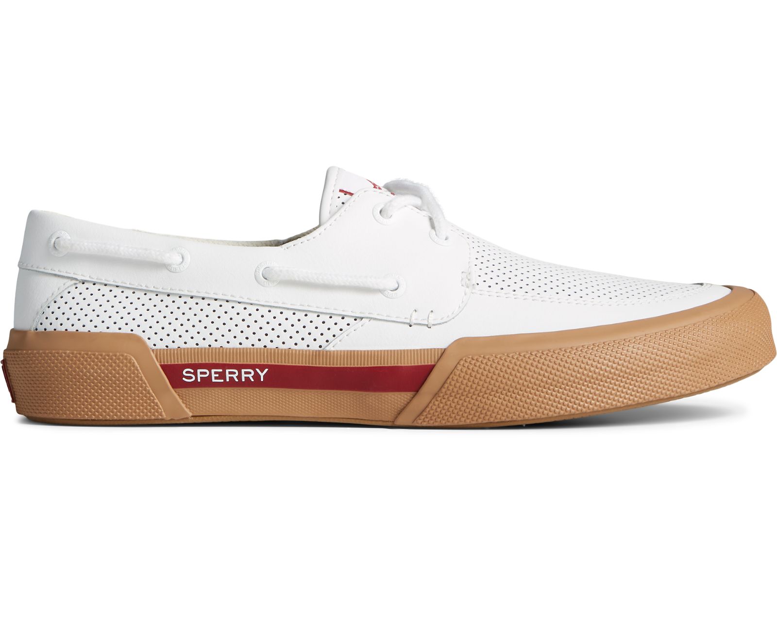 Men's Soletide 2-Eye Sneaker - White/Red - Click Image to Close