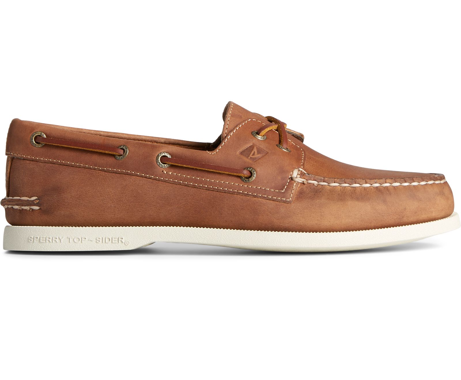 Men's Authentic Original 2-Eye Cross Lace Boat Shoe - Tan - Click Image to Close