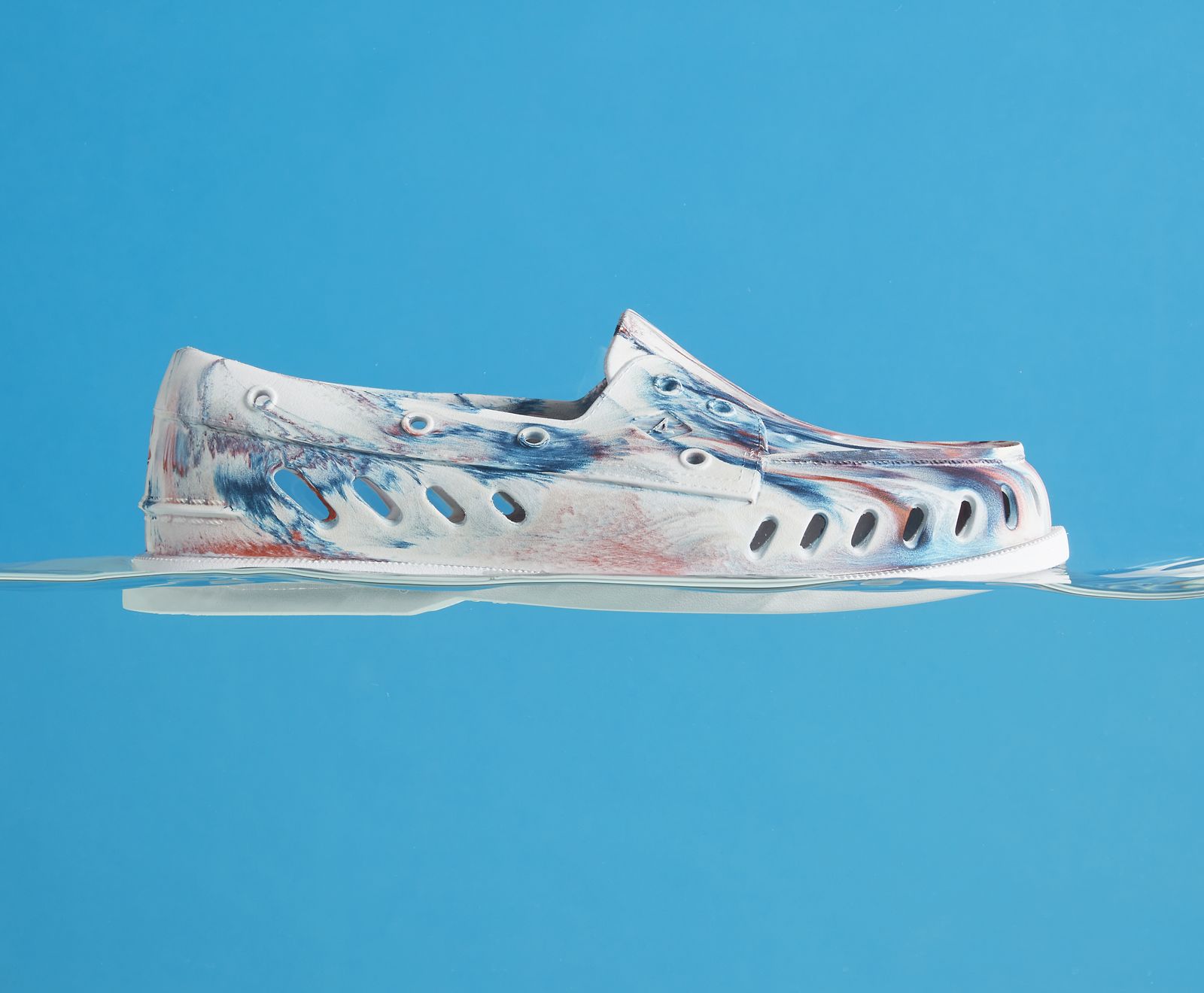 Men's Authentic Original Float Marbled Boat Shoe - White/Red/Blue