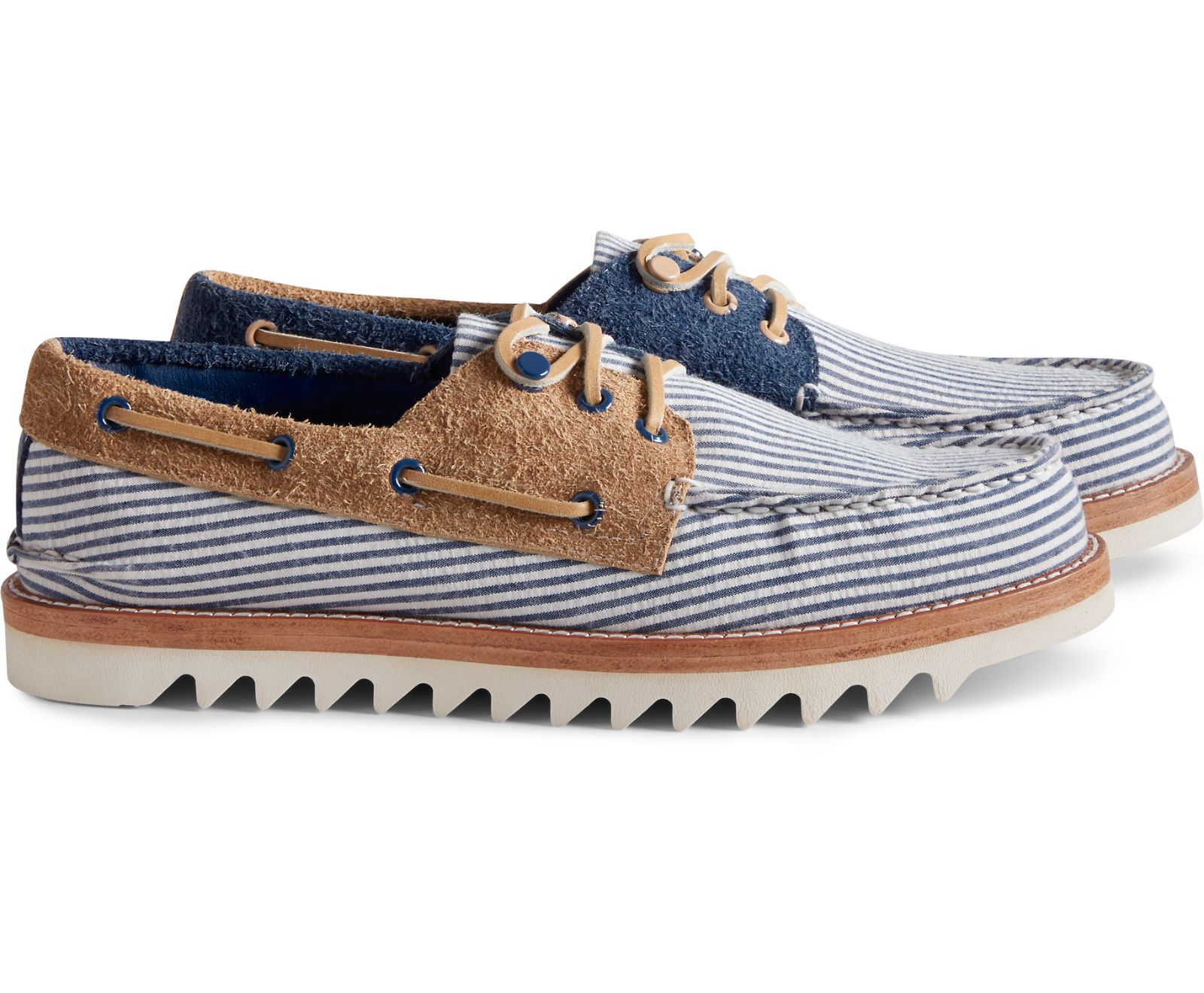 Men's Cloud Authentic Original Seersucker 3-Eye Boat Shoe - Navy