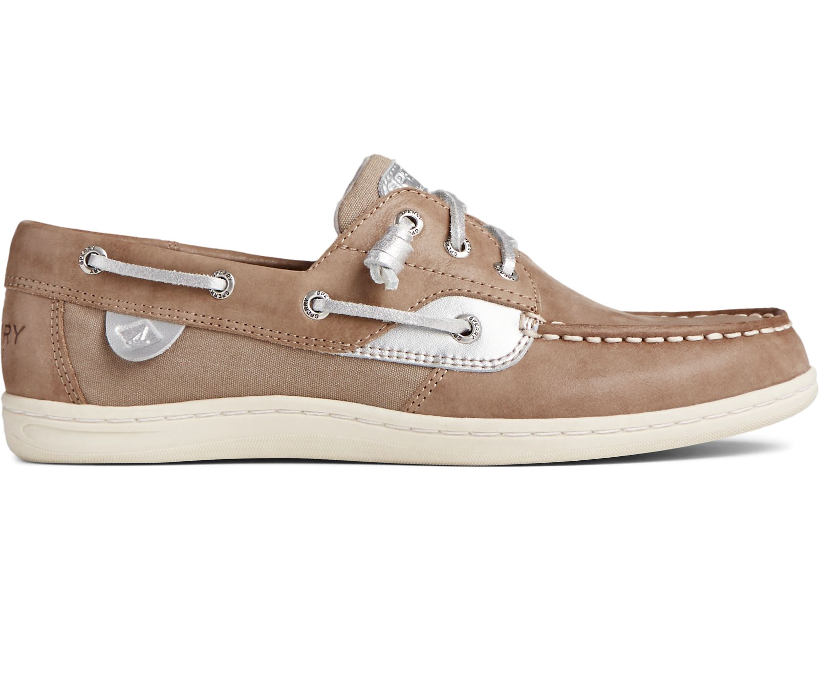 Women's Songfish Starlight Leather Boat Shoe - Dove - Click Image to Close