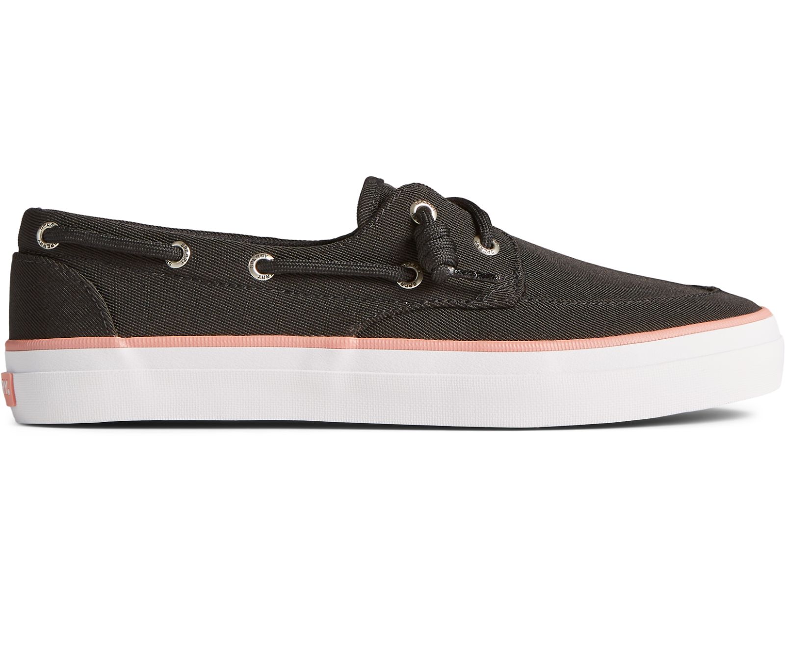 Women's Crest Boat SeaCycled Sneaker - Black/Pink - Click Image to Close