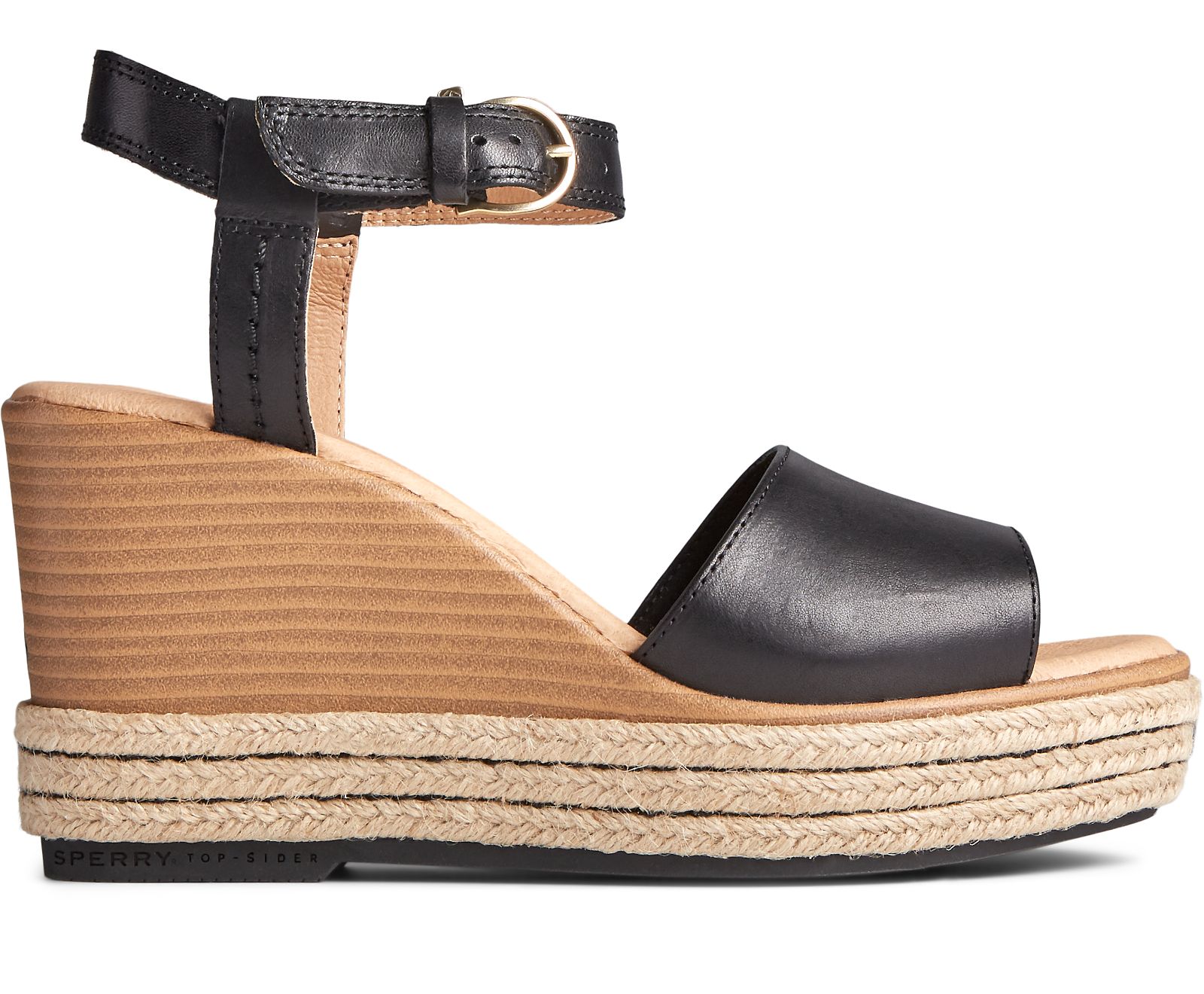 Women's Fairwater PLUSHWAVE Wedge Sandal - Black - Click Image to Close