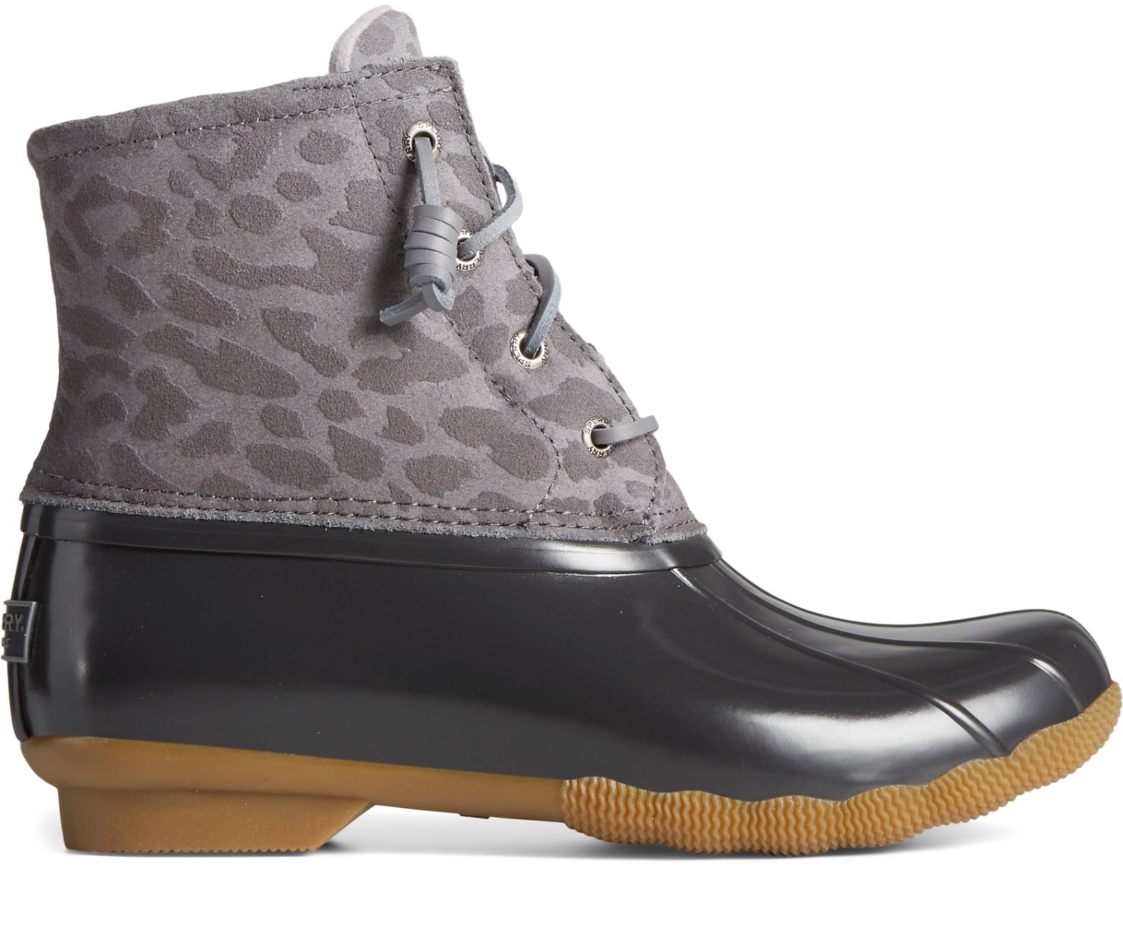 Women's Saltwater Cheetah Duck Boot - Grey - Click Image to Close