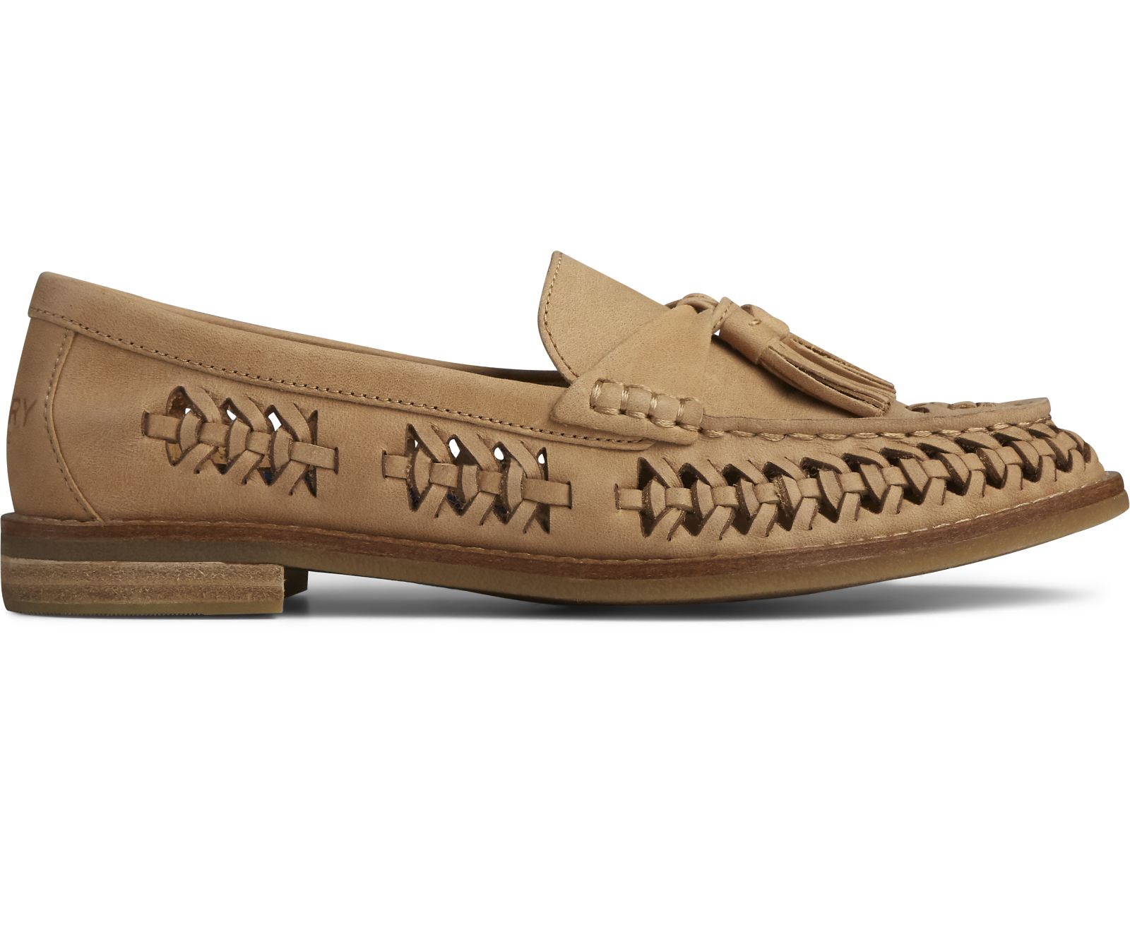Women's Seaport Penny PLUSHWAVE Woven Leather Loafer - Tan - Click Image to Close