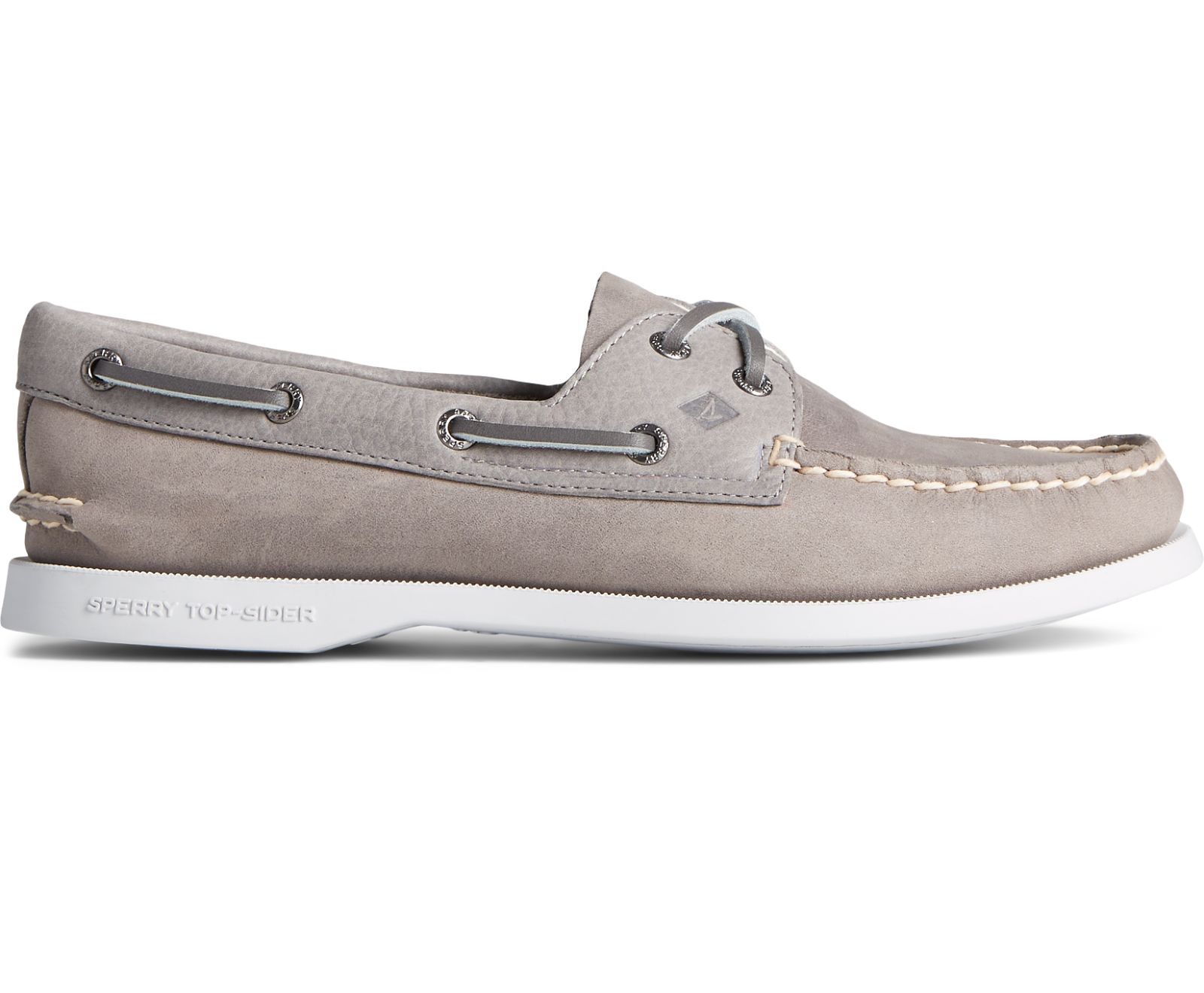 Women's Authentic Original Tonal Leather Boat Shoe - Grey - Click Image to Close