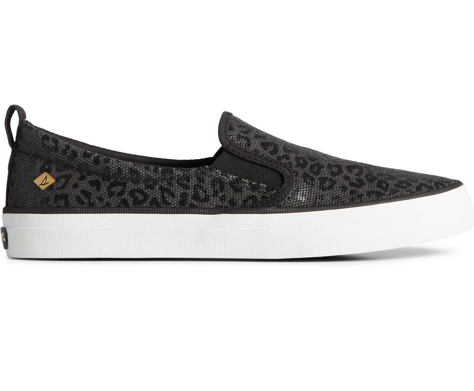 Women's Crest Twin Gore Animal Print Slip On Sneaker - Black