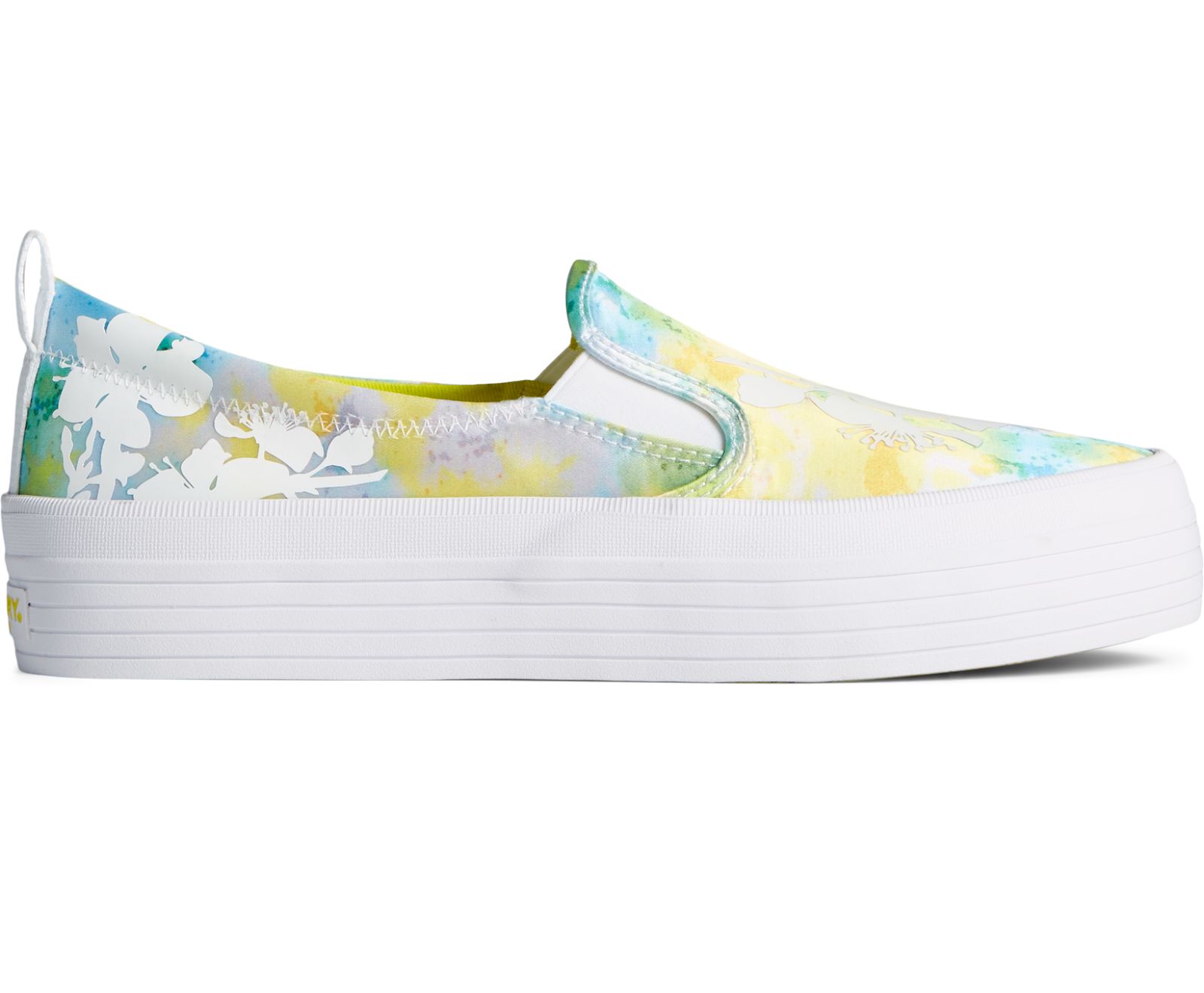 Women's Crest Twin GoreFloral Tokyo Platform Slip On Sneaker - Green - Click Image to Close