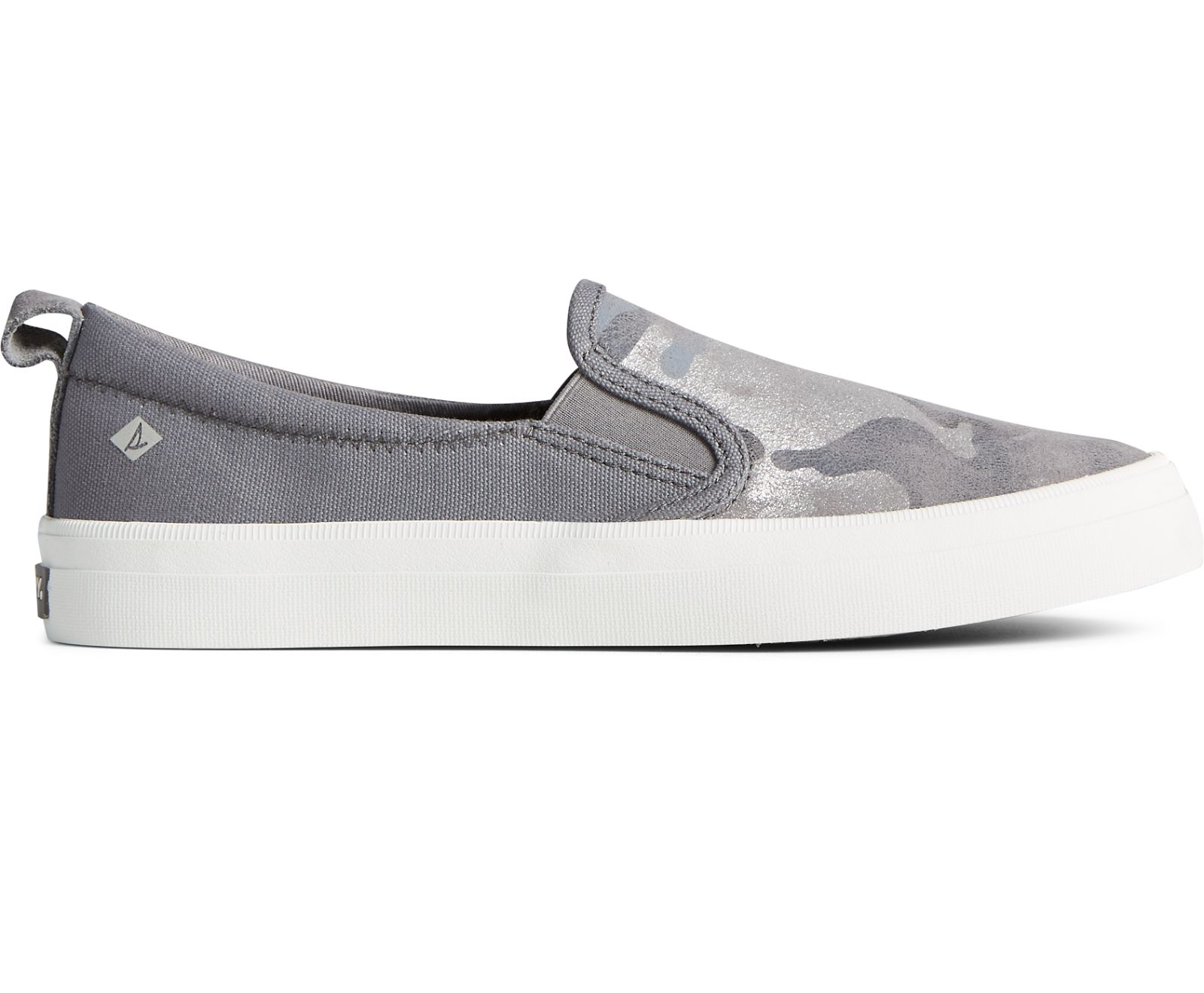 Women's Crest Twin Gore Camo Metallic Leather Slip On Sneaker - Silver