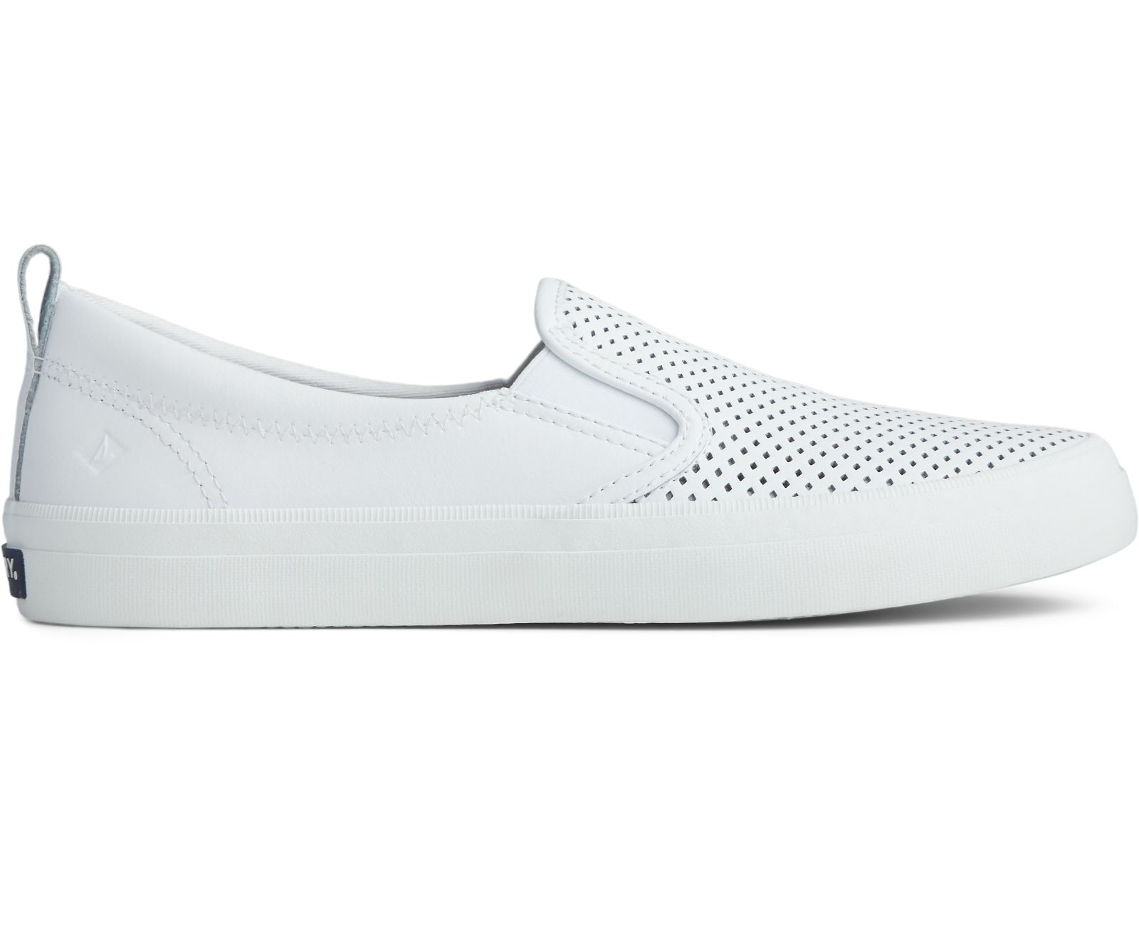 Women's Crest Twin Gore Perforated Slip On Sneaker - White - Click Image to Close