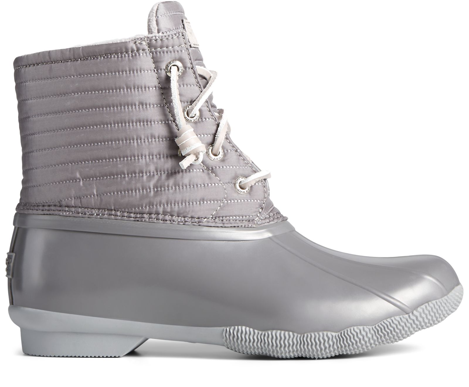 Women's Saltwater Puff Nylon Quilted Duck Boot - Grey - Click Image to Close