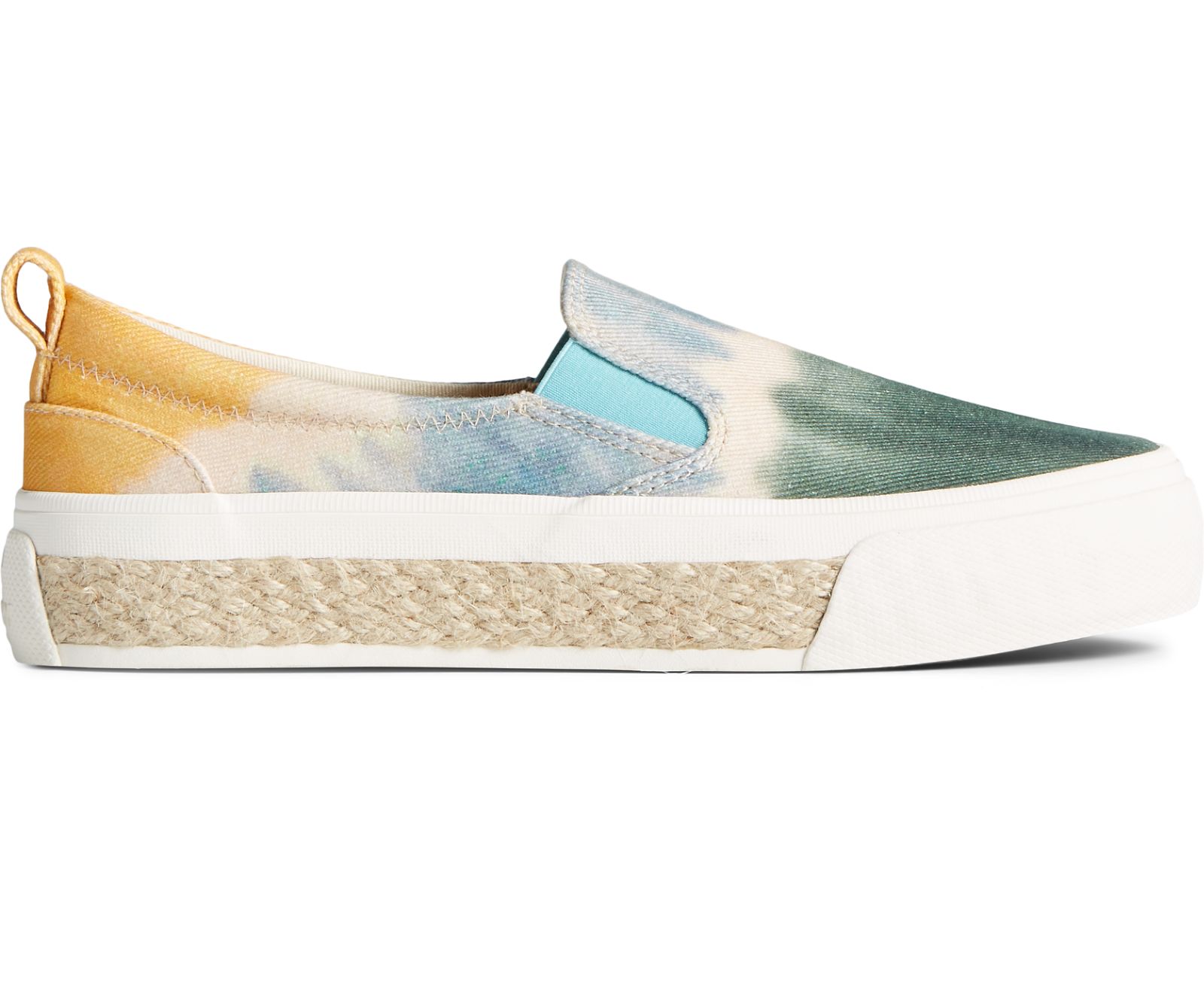 Women's Crest Twin Gore Tie Dye Platform Slip On Sneaker - Green Multi