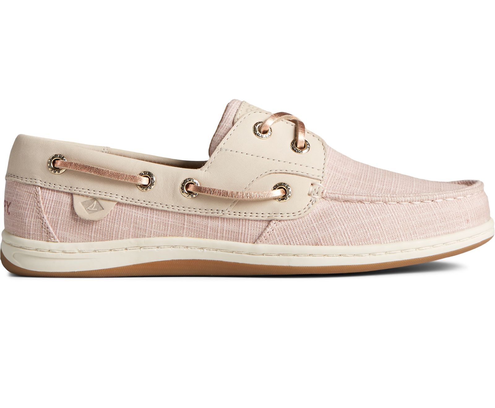 Women's Koifish Sparkle Linen Boat Shoe - Rose - Click Image to Close