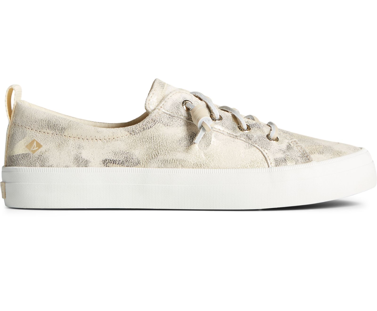 Women's Crest Vibe Camo Metallic Leather Sneaker - Ivory - Click Image to Close