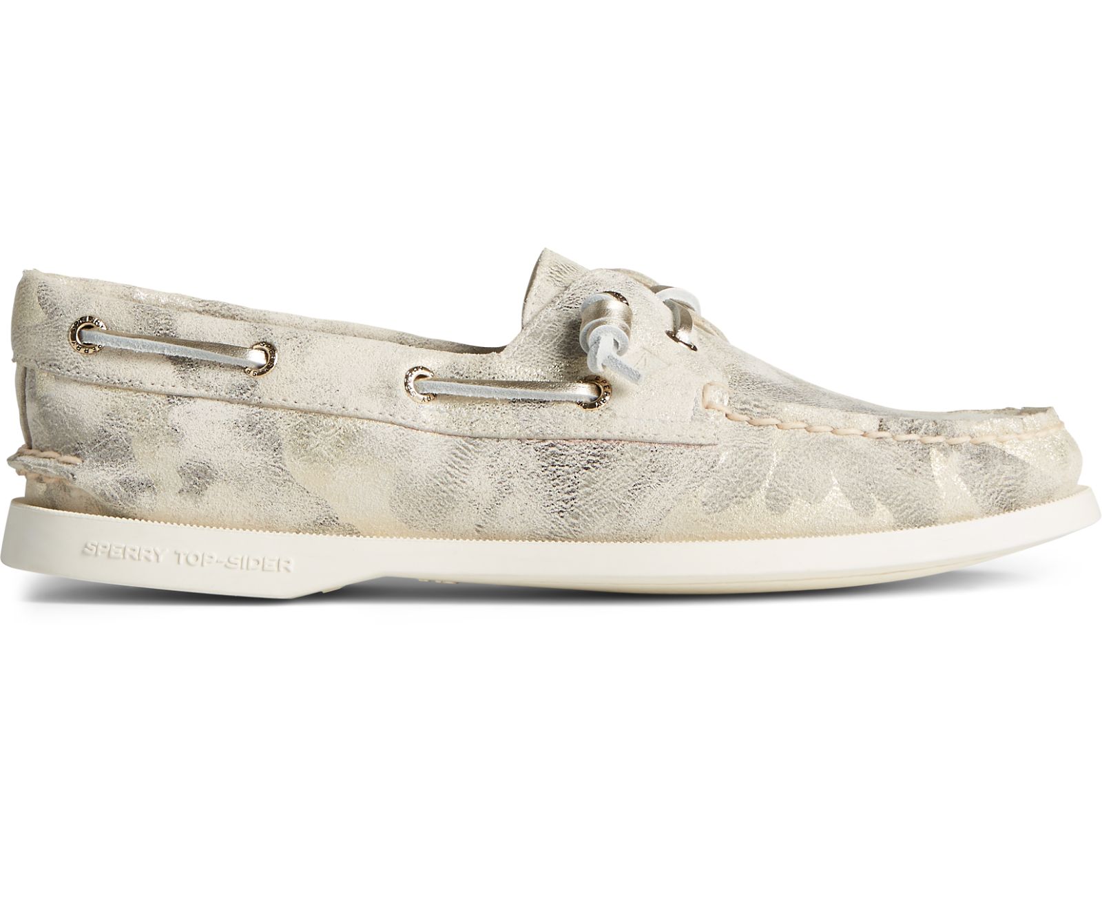 Women's Authentic Original 2-Eye Vida Metallic Camo Boat Shoe - Ivory Multi - Click Image to Close