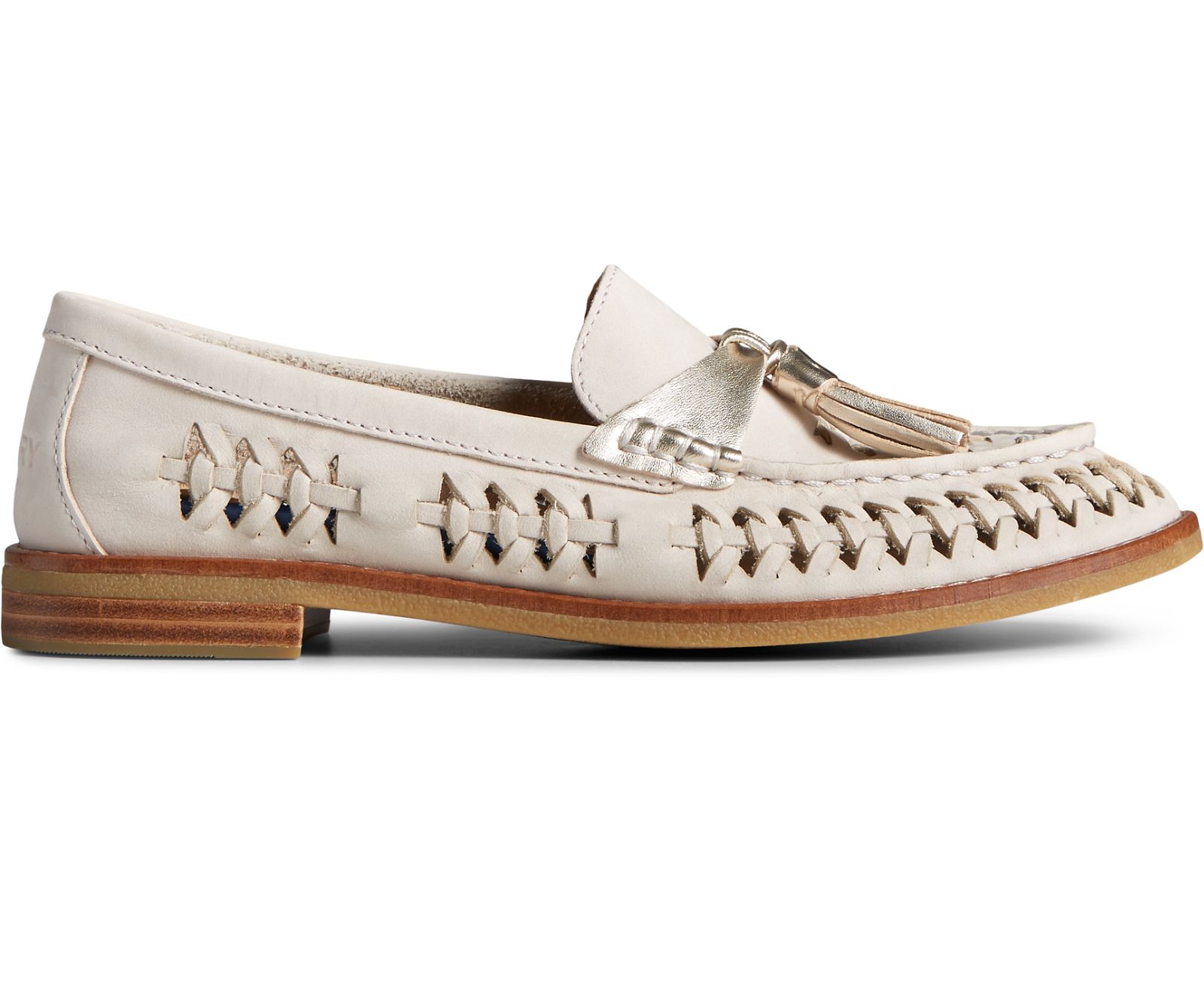 Women's Seaport Penny PLUSHWAVE Woven Leather Loafer - Ivory - Click Image to Close