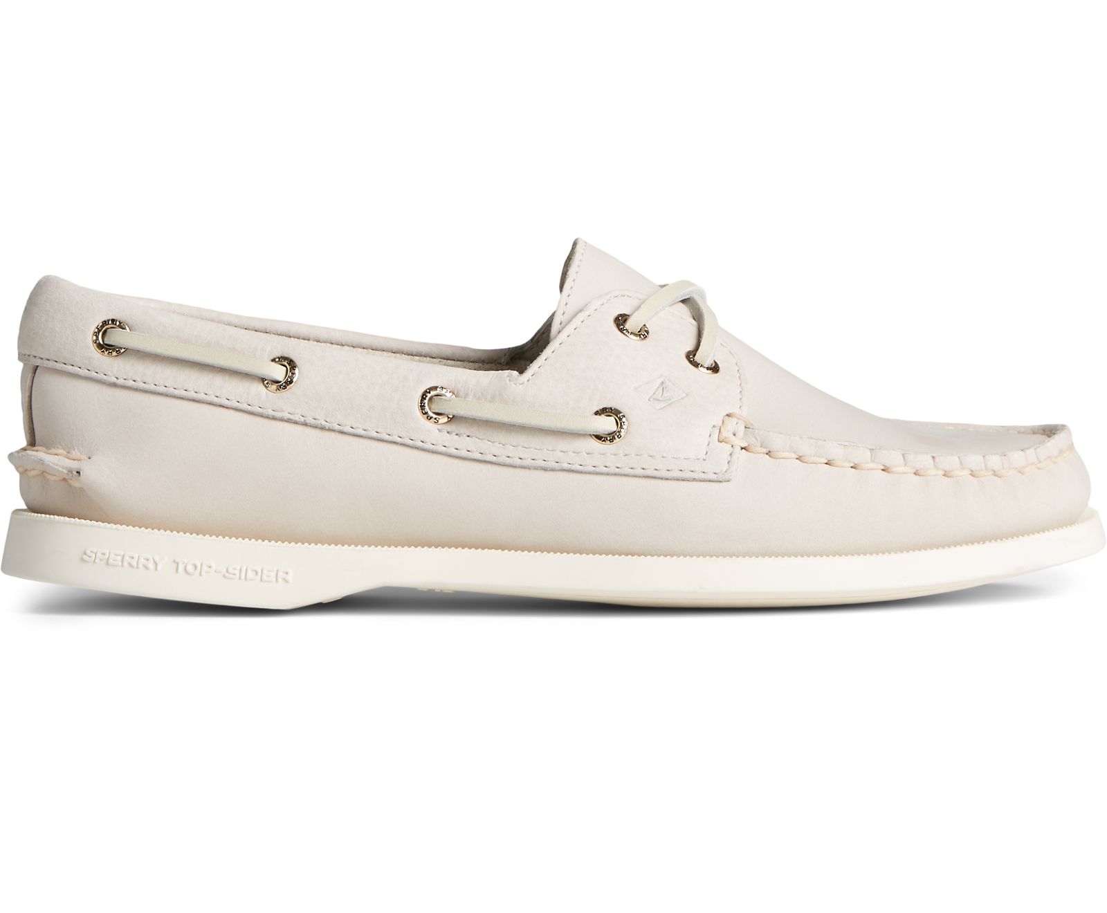 Women's Authentic Original Tonal Leather Boat Shoe - Off White - Click Image to Close
