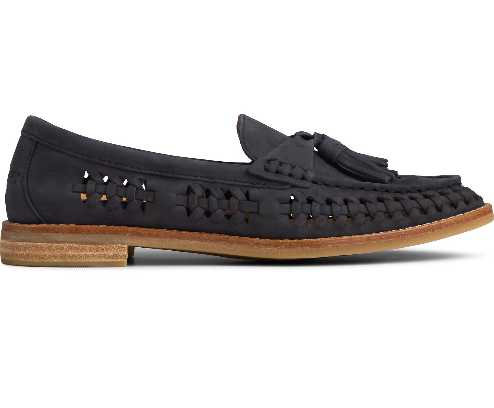 Women's Seaport Penny PLUSHWAVE Woven Leather Loafer - Black - Click Image to Close