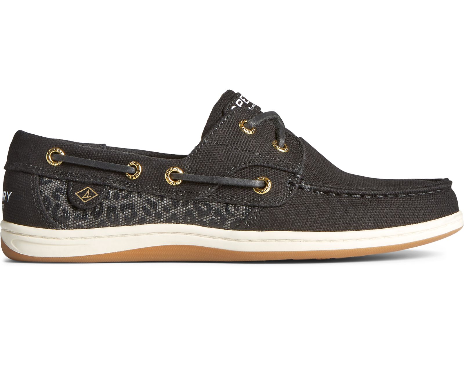 Women's Koifish Animal Print Boat Shoe - Black