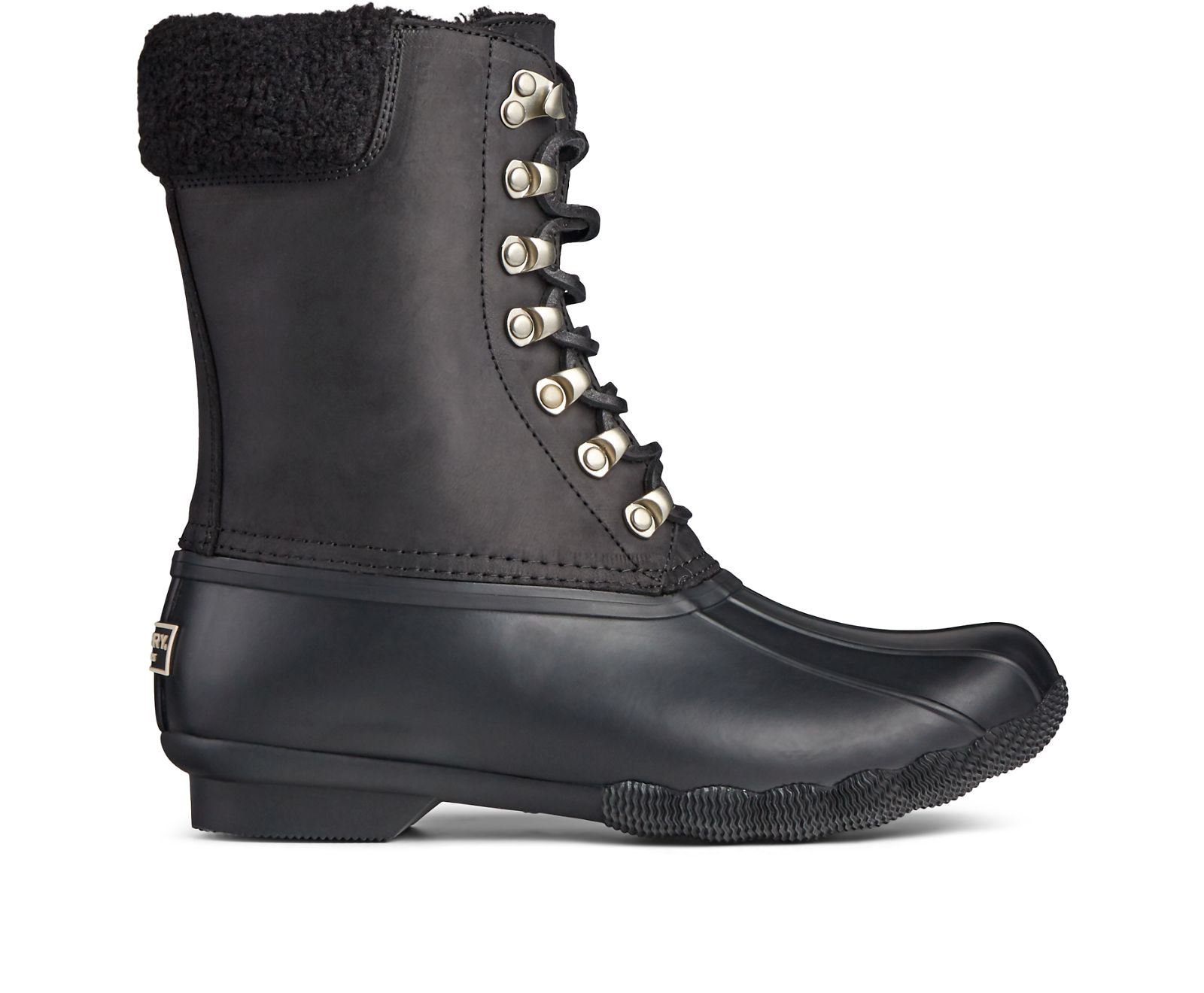 Women's Saltwater Tall Cozy Leather Duck Boot - Black