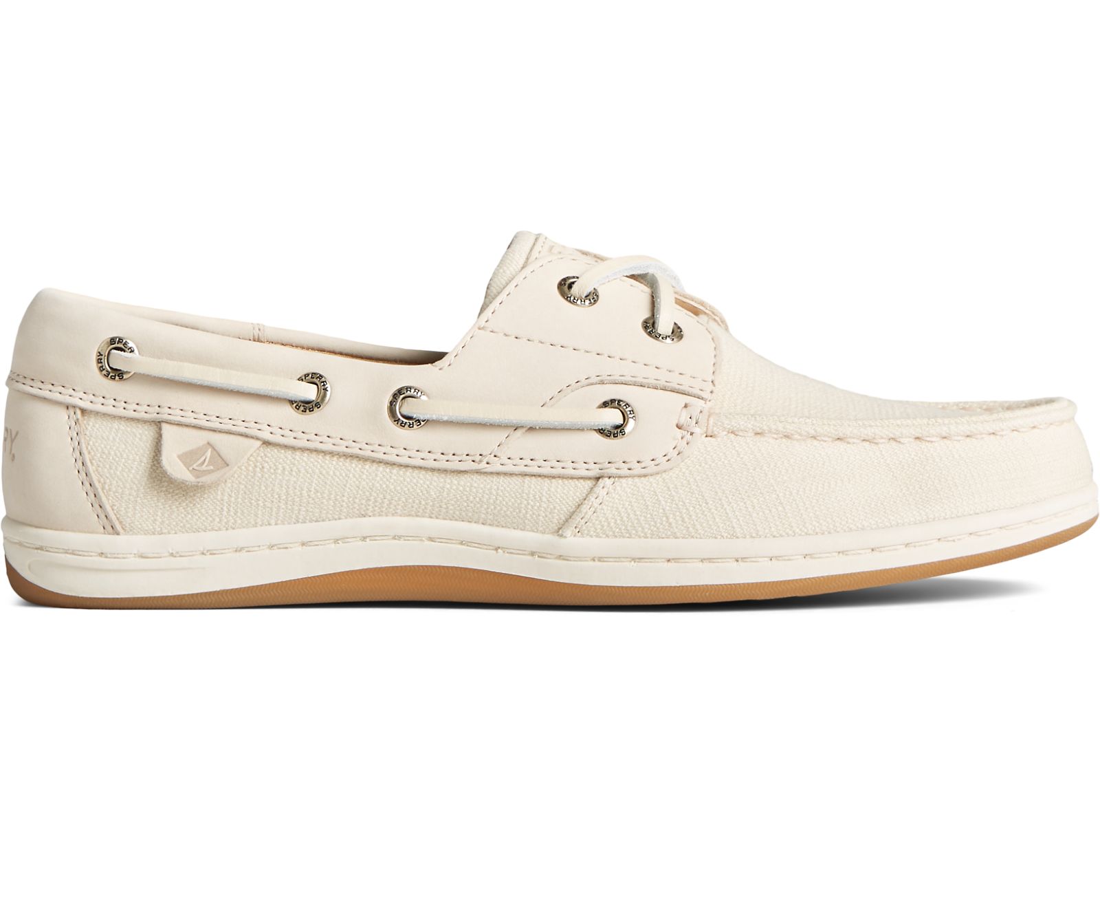 Women's Koifish Textile Boat Shoe - Ivory - Click Image to Close