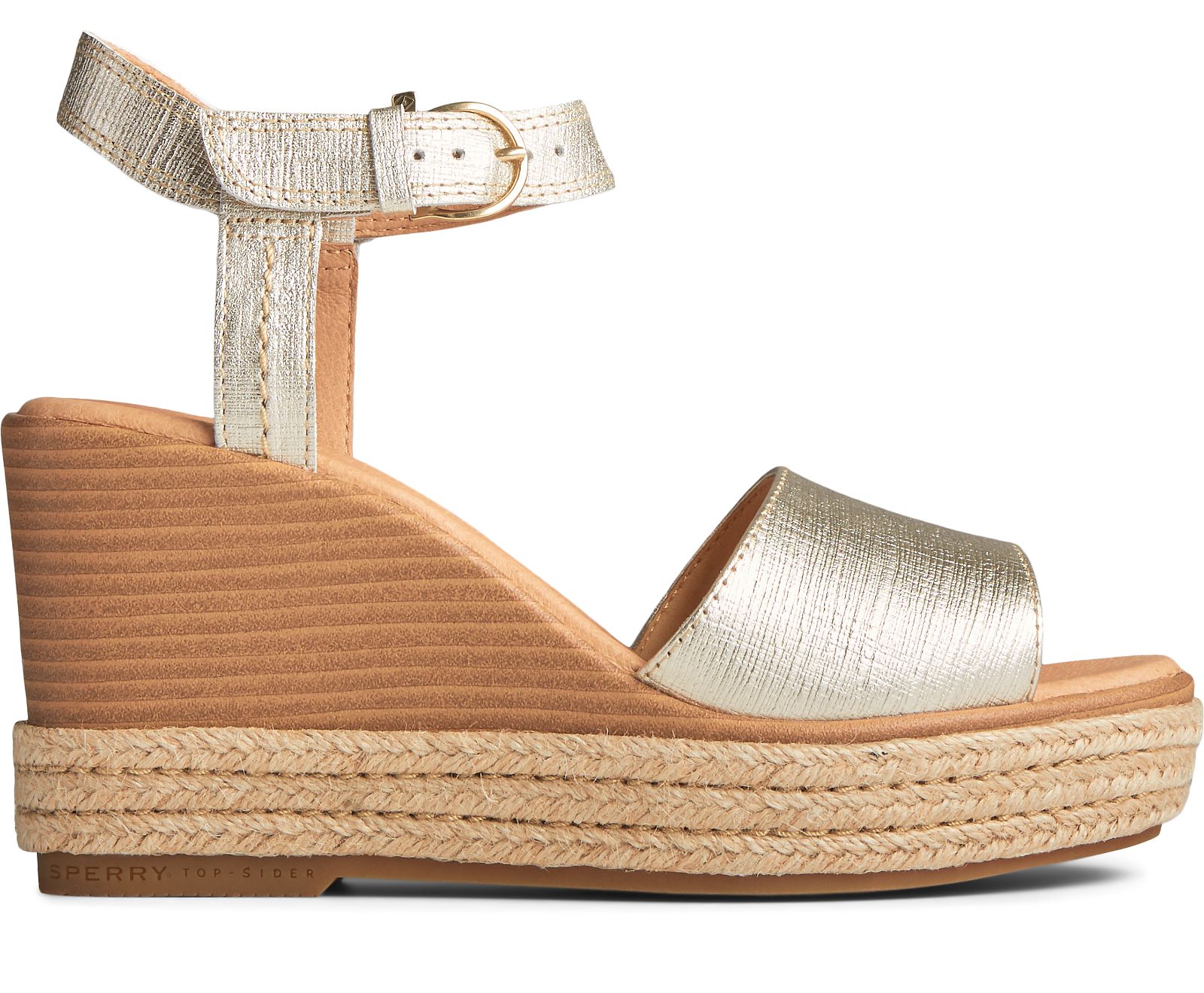 Women's Fairwater PLUSHWAVE Wedge Sandal - Gold - Click Image to Close