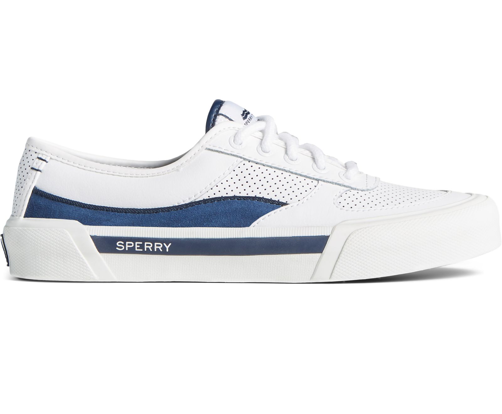 Women's Soletide Retro Sneaker - White/Navy - Click Image to Close