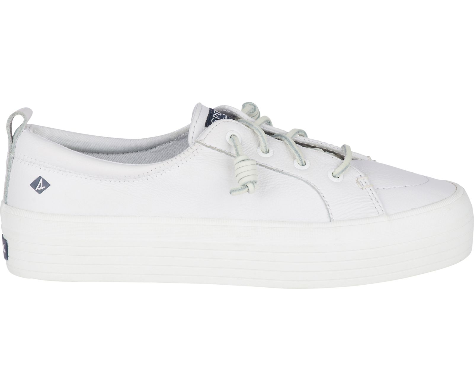 Women's Crest Vibe Platform Leather Sneaker - White - Click Image to Close